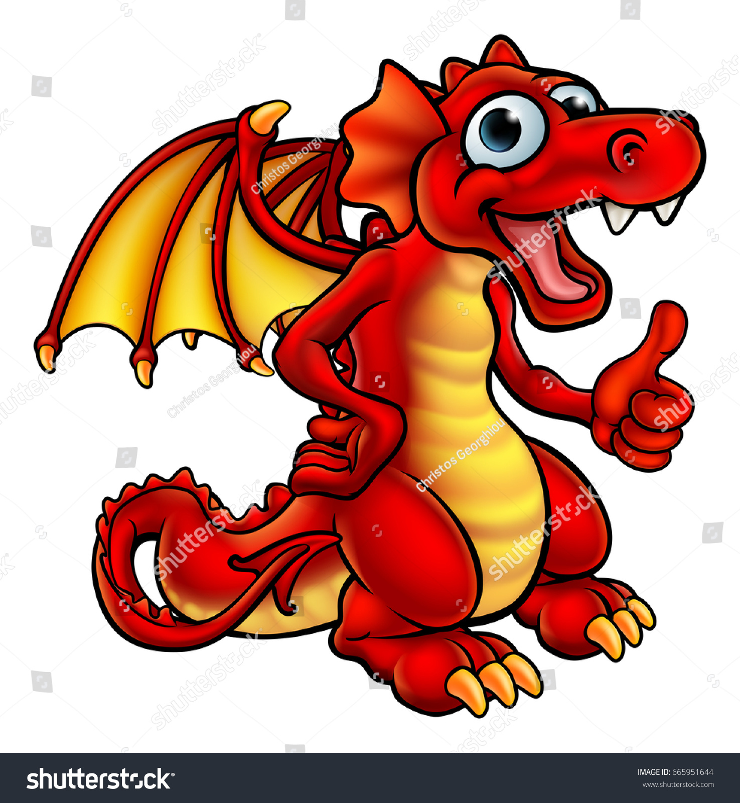 Cute Cartoon Red Dragon Character Giving Stock Vector Royalty Free 665951644 7312