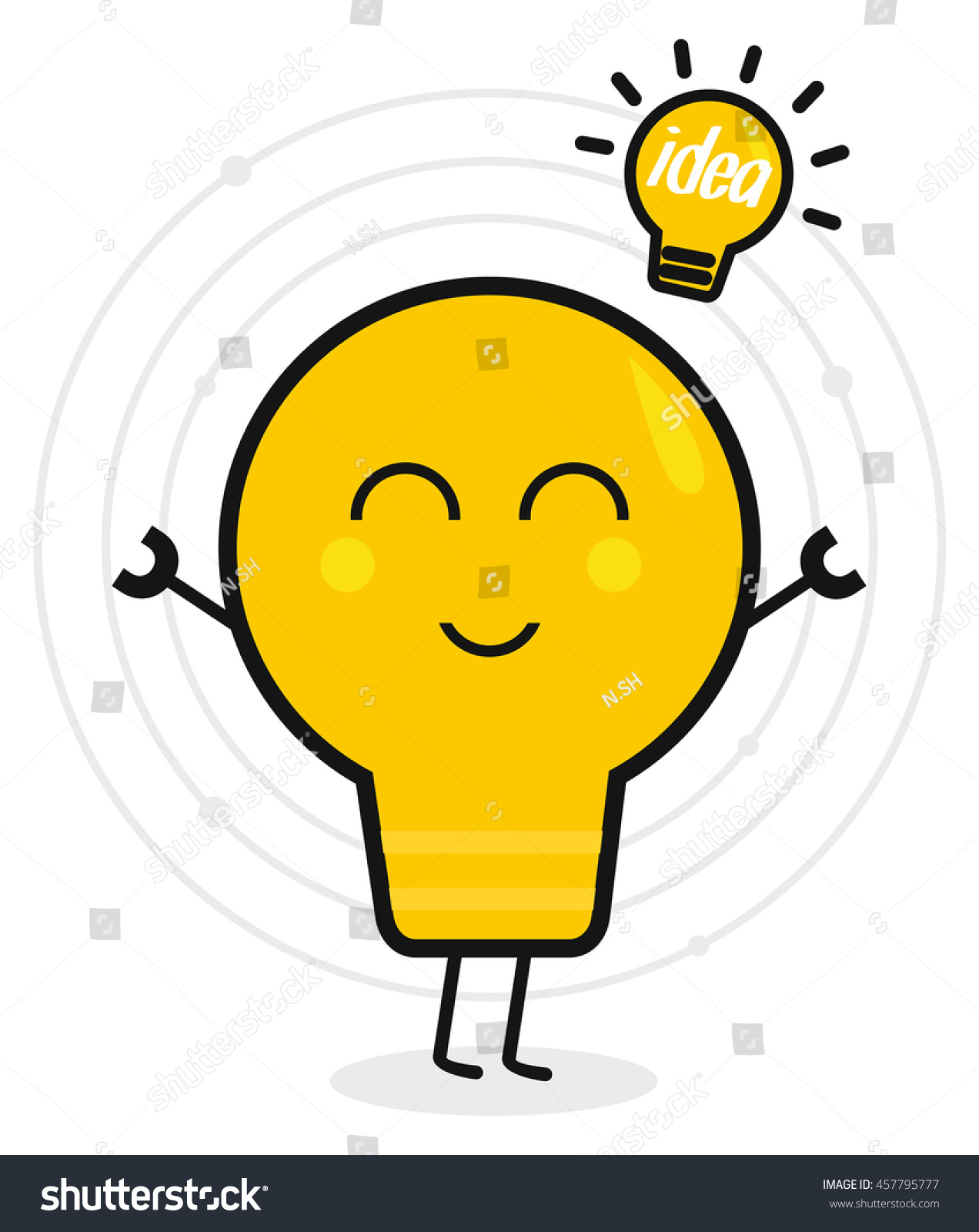 Cute Cheerful Lamp Have Idea Cartoon Stock Vector 457795777 - Shutterstock