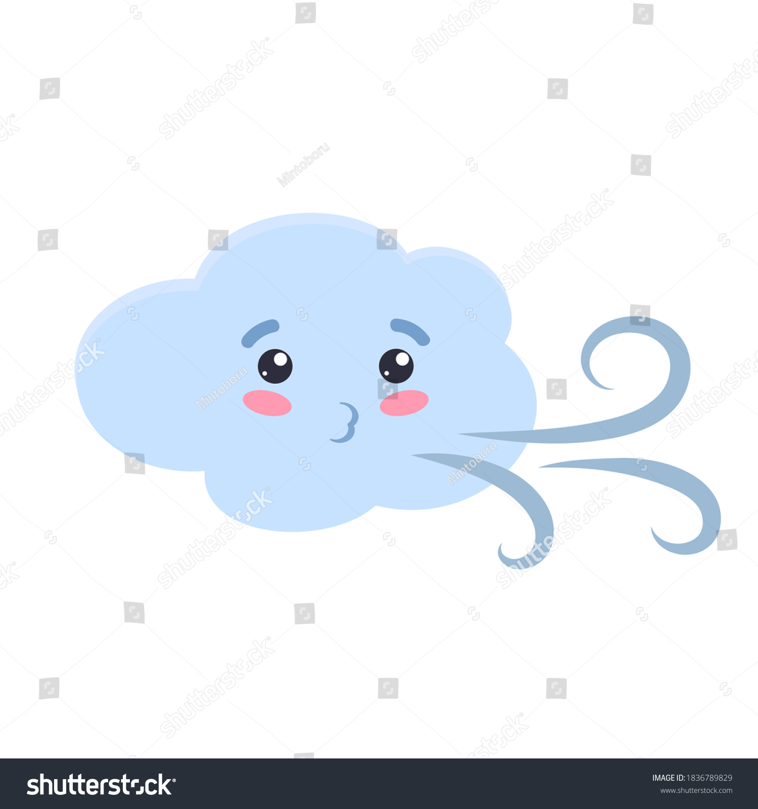 Cute Cloud Blowing Wind Cloudy Windy Stock Vector (Royalty Free ...