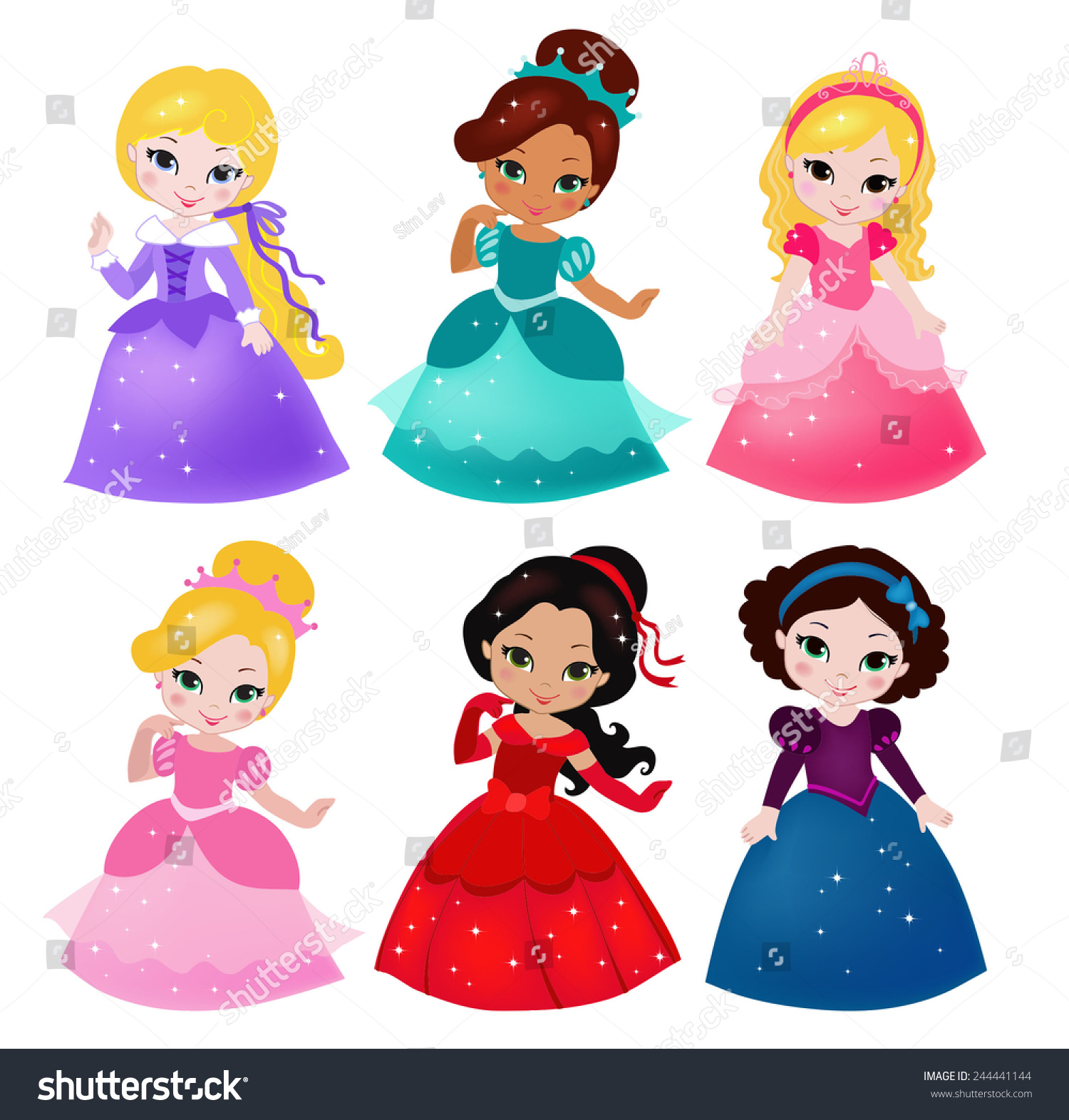 A Cute Collection Of Beautiful Princesses Stock Vector Illustration ...