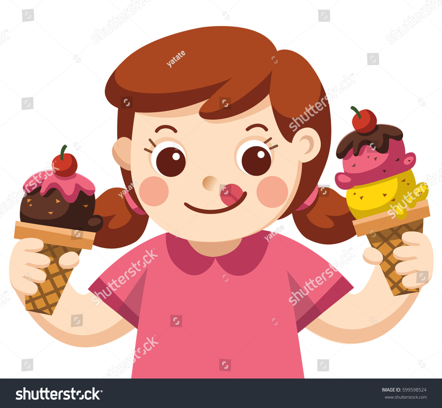 Cute Girl Eating Icecream Stock Vector Royalty Free
