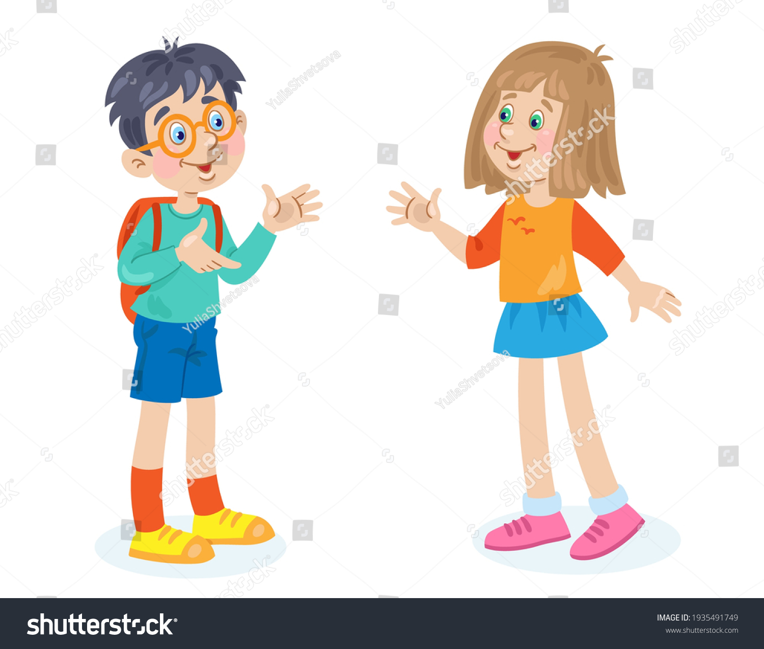 Cartoon Boy Talking To Girl