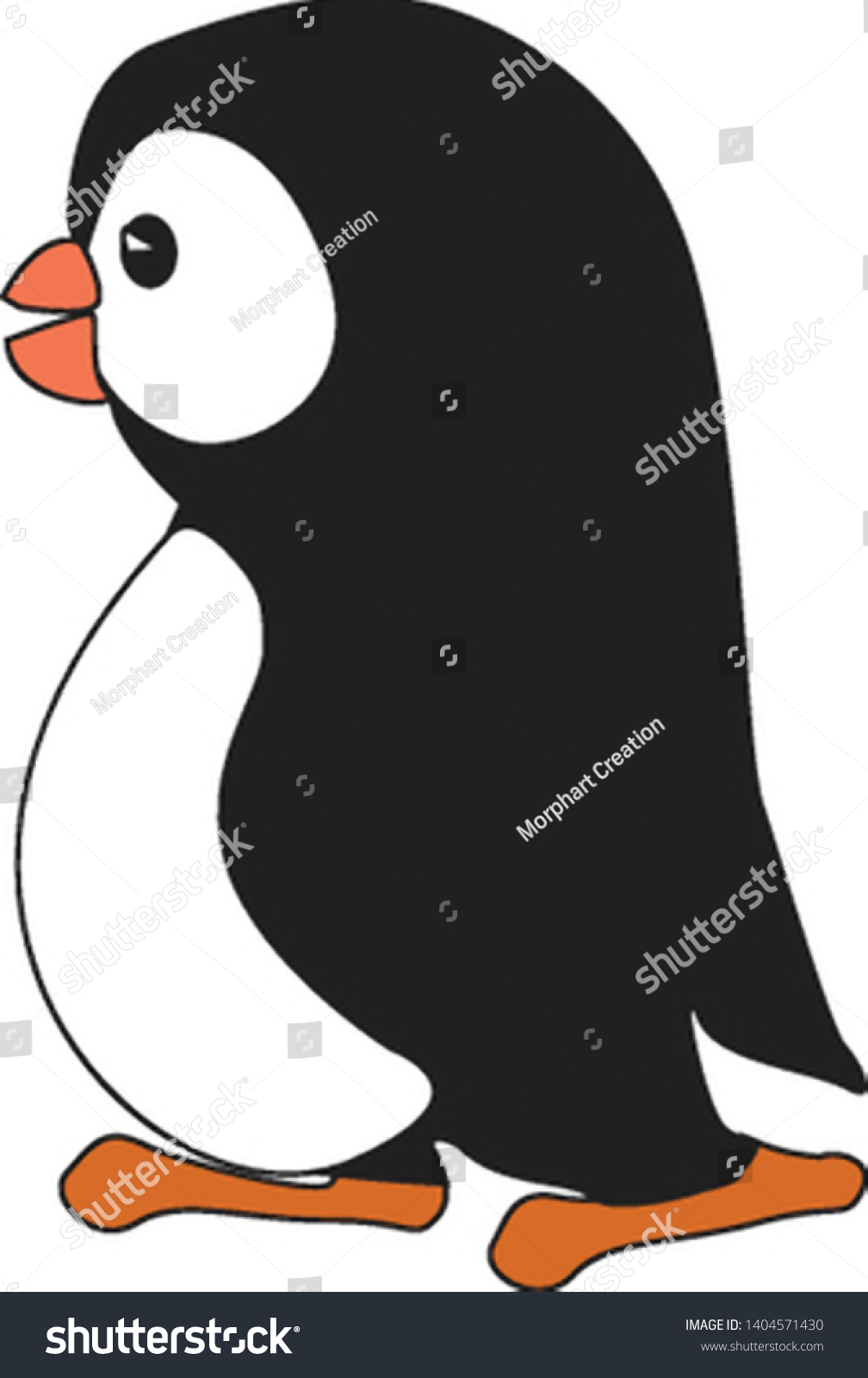 Cute Little Penguin Big Orange Feet Stock Vector Royalty Free 1404571430