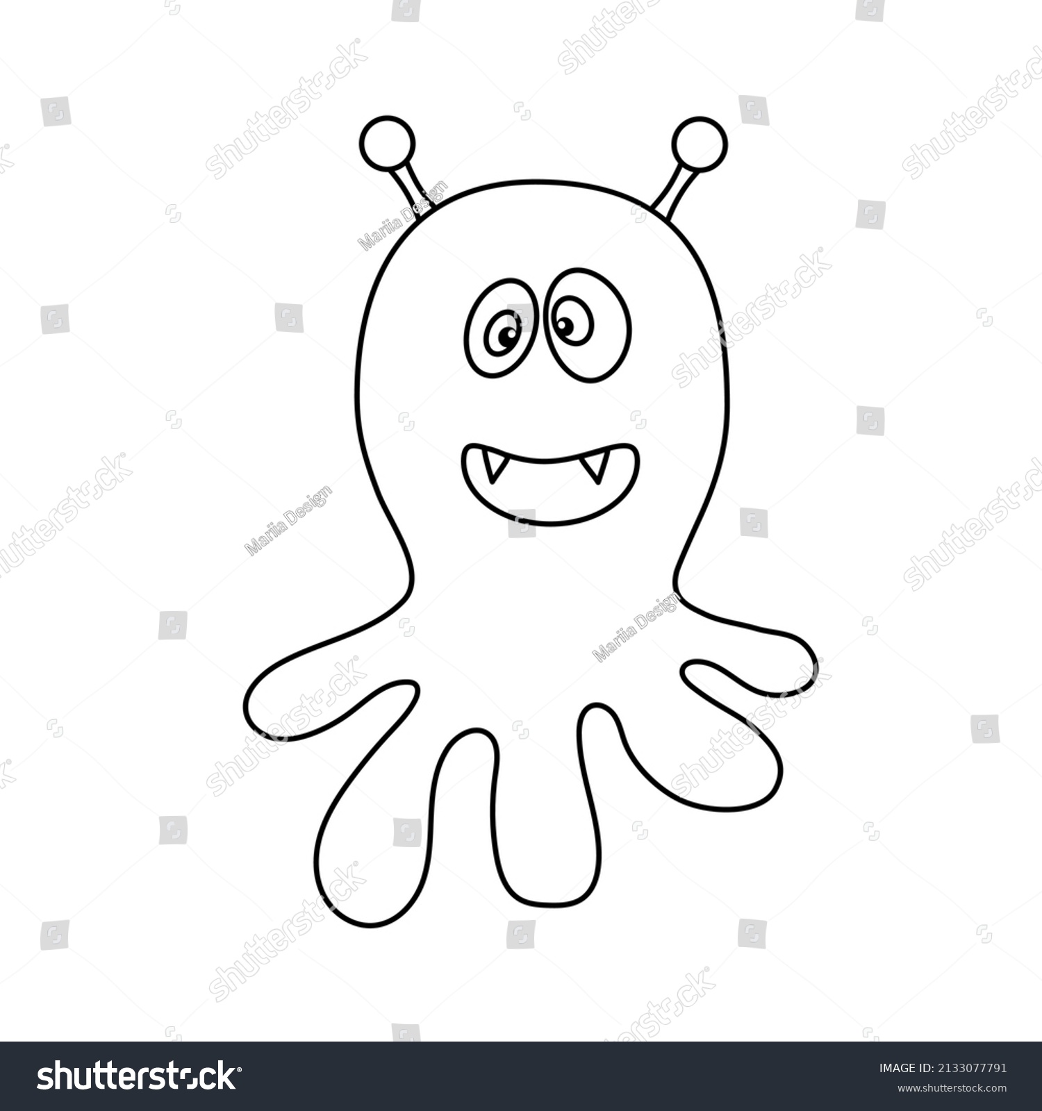 Cute Outline Monster Character Illustration Cartoon Stock Vector ...