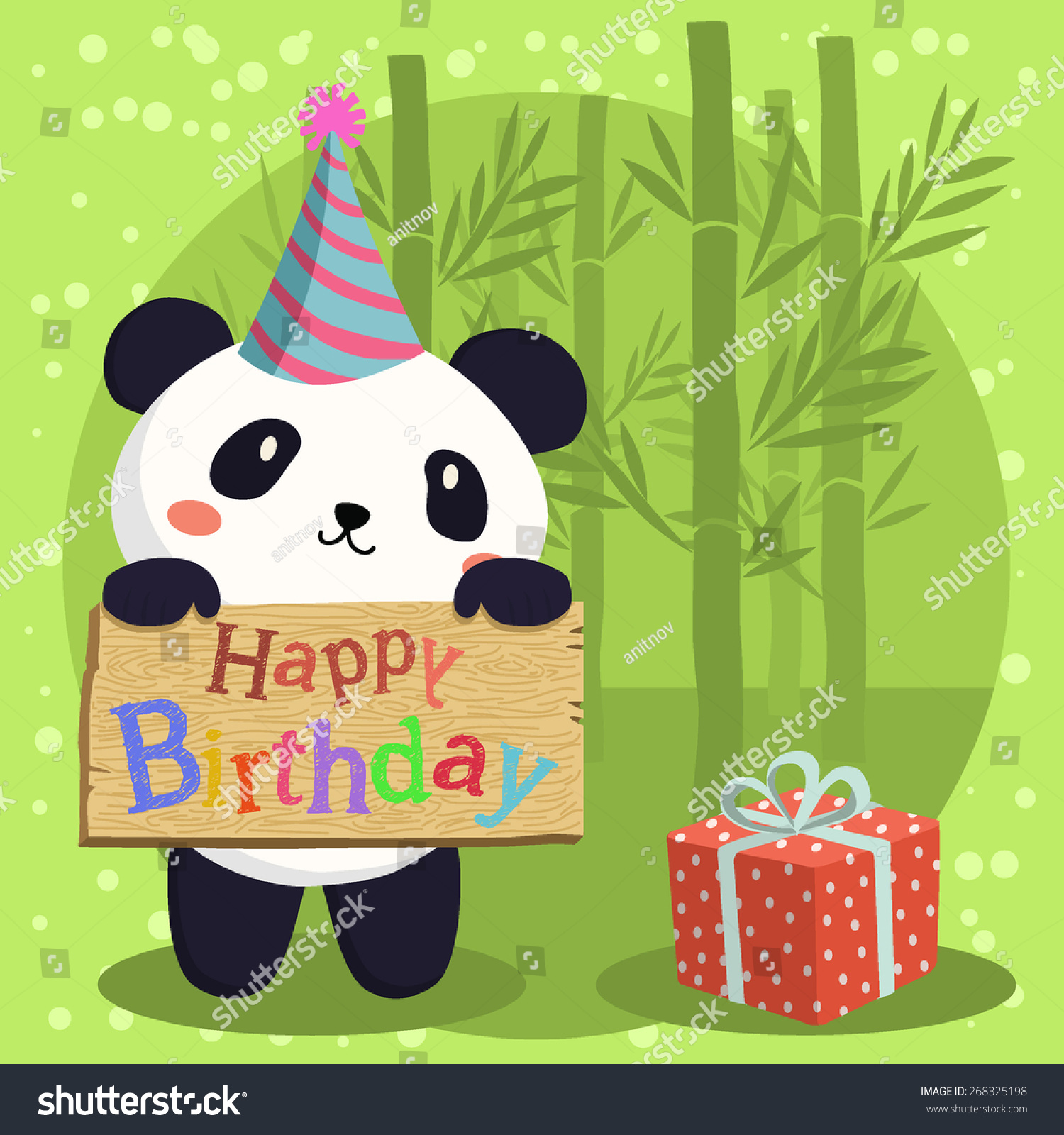 Cute Panda Cartoon Party Hat Holding Stock Vector 268325198 - Shutterstock