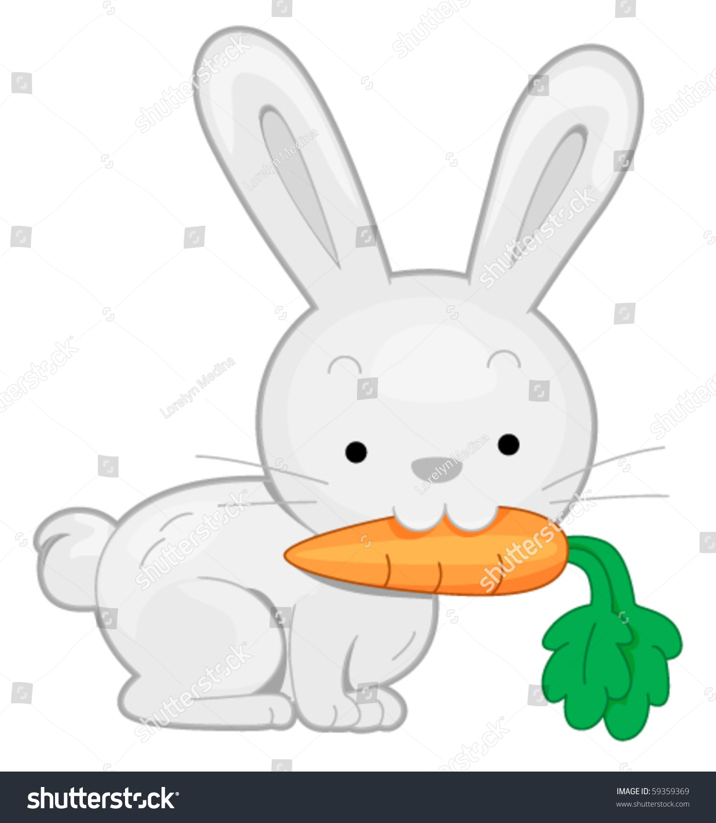 A Cute Rabbit Carrying A Carrot With Its Teeth - Vector - 59359369 ...