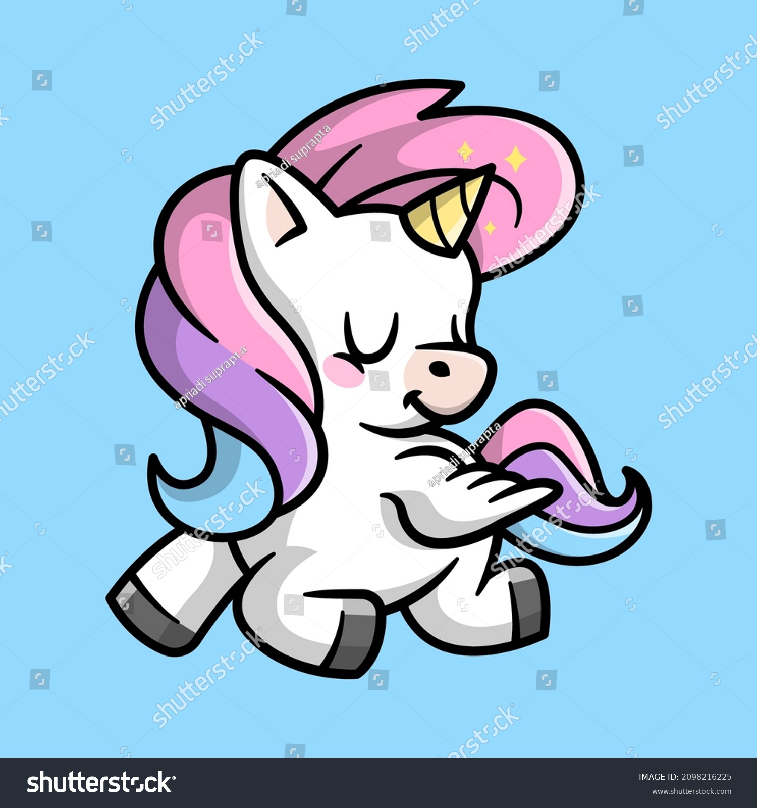 Cute Unicorn Jumping Showing Happy Face Stock Vector (Royalty Free ...