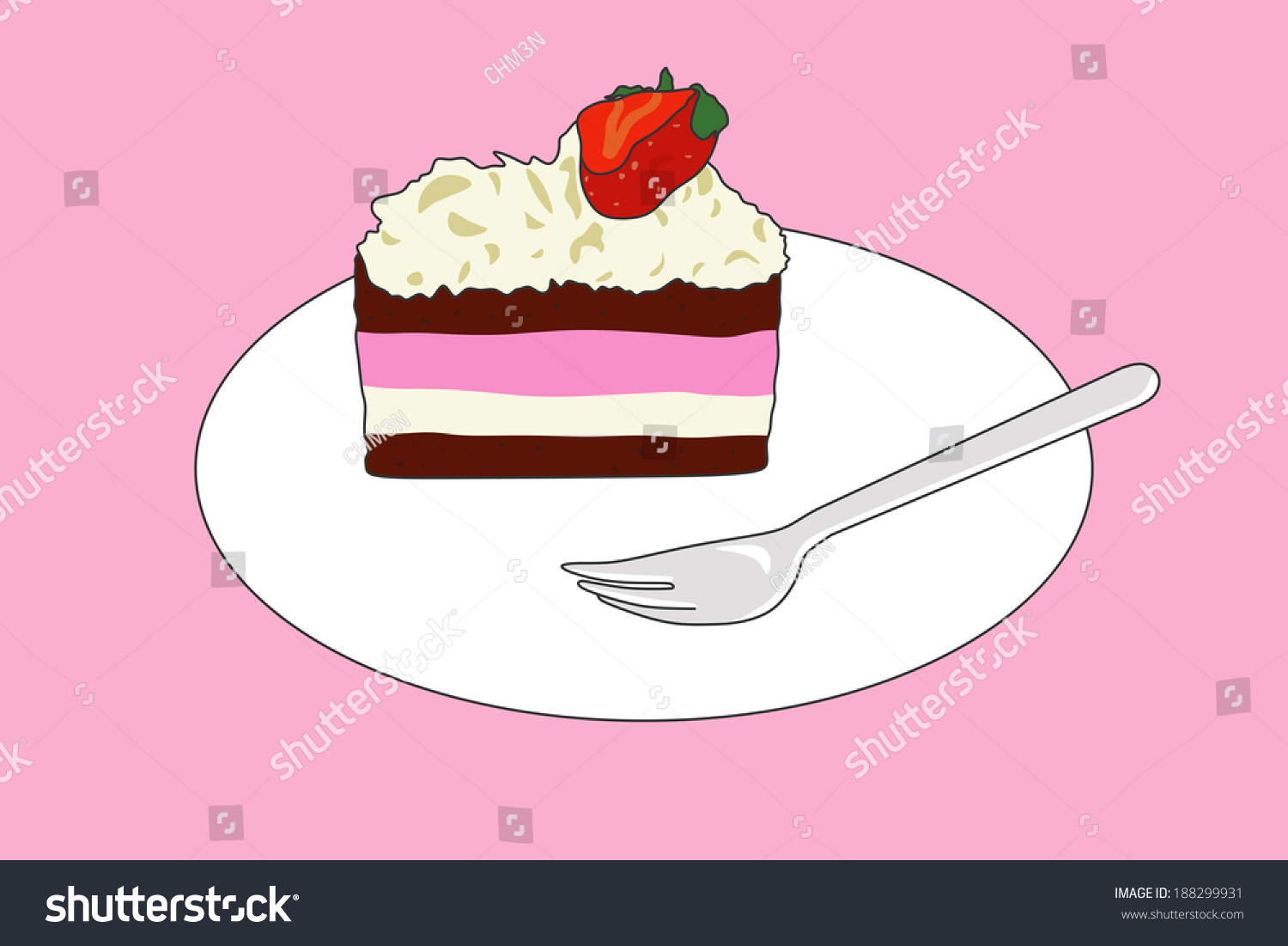 Dish Strawberry Shortcake Isolated Vector Illustration Stock Vector ...