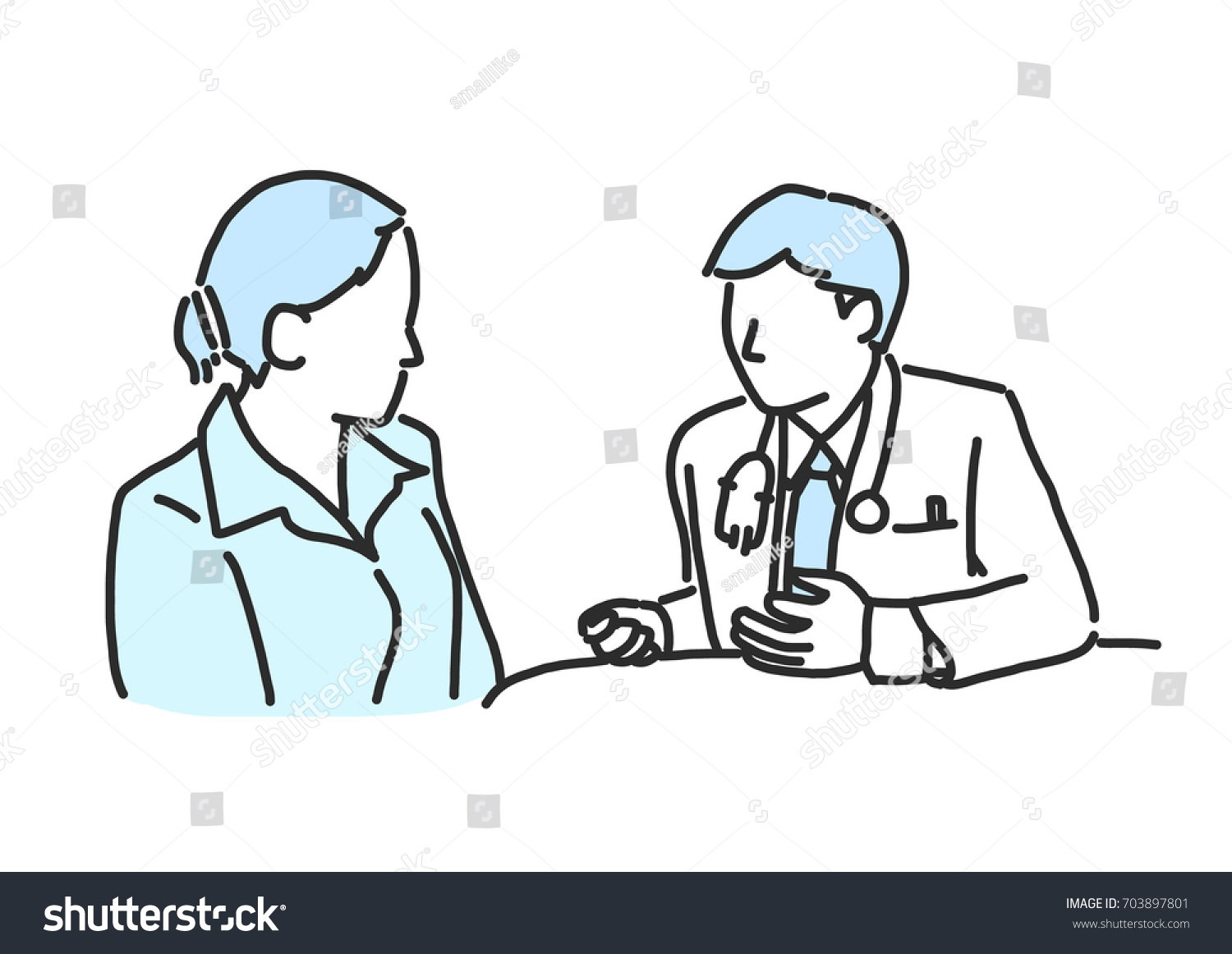 Doctor Giving Treatment Patient Line Drawing Stock Vector (Royalty Free