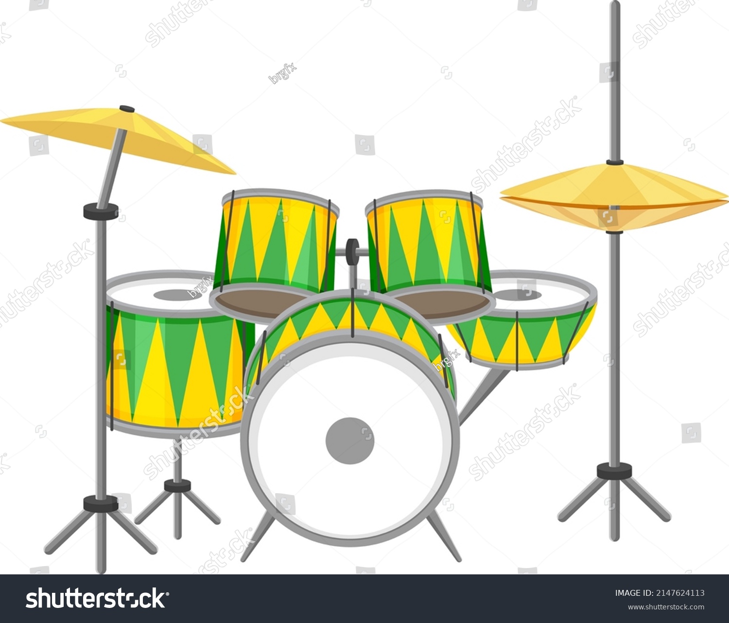 Drum Set On White Background Illustration Stock Vector Royalty Free Shutterstock