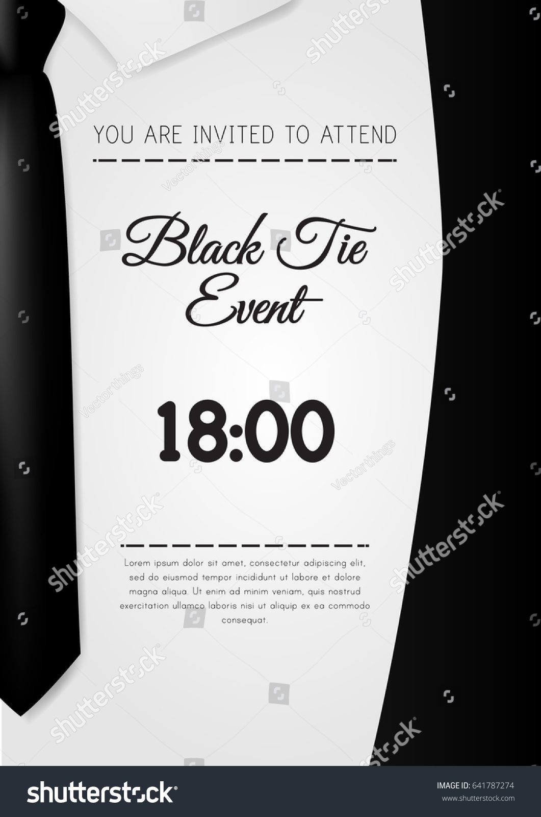 A4 Elegant Black Tie Event Invitation Stock Vector 641787274 Shutterstock Black Tie Event Program Template