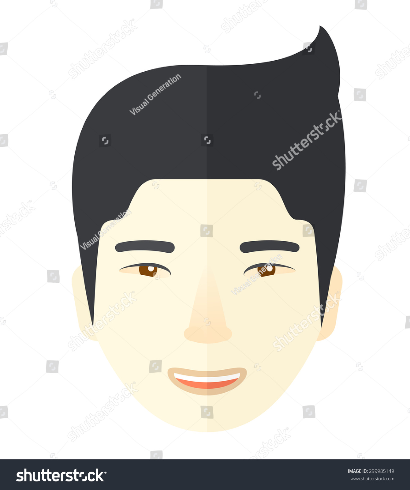A Face Of A Happy And Good Looking Chinese Guy With His Hairstyle. A ...