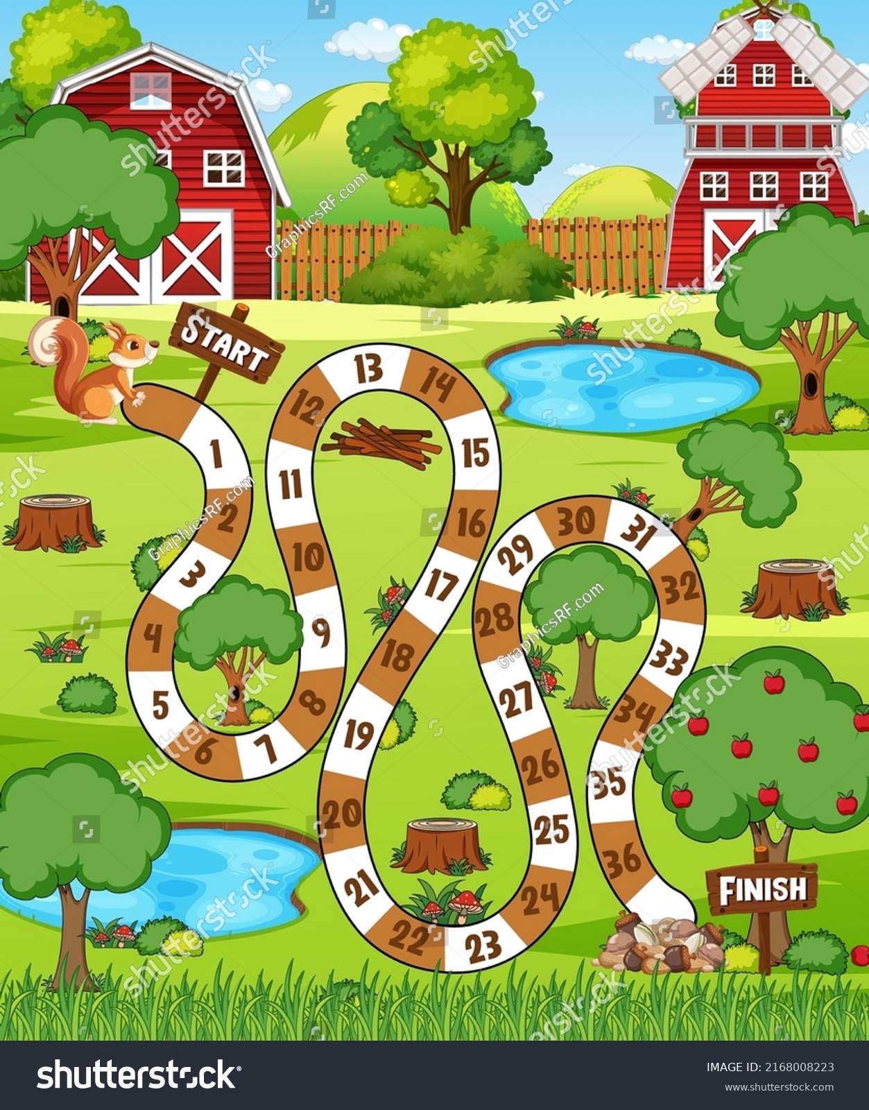 Farm Boardgame Template Illustration Stock Vector (Royalty Free ...