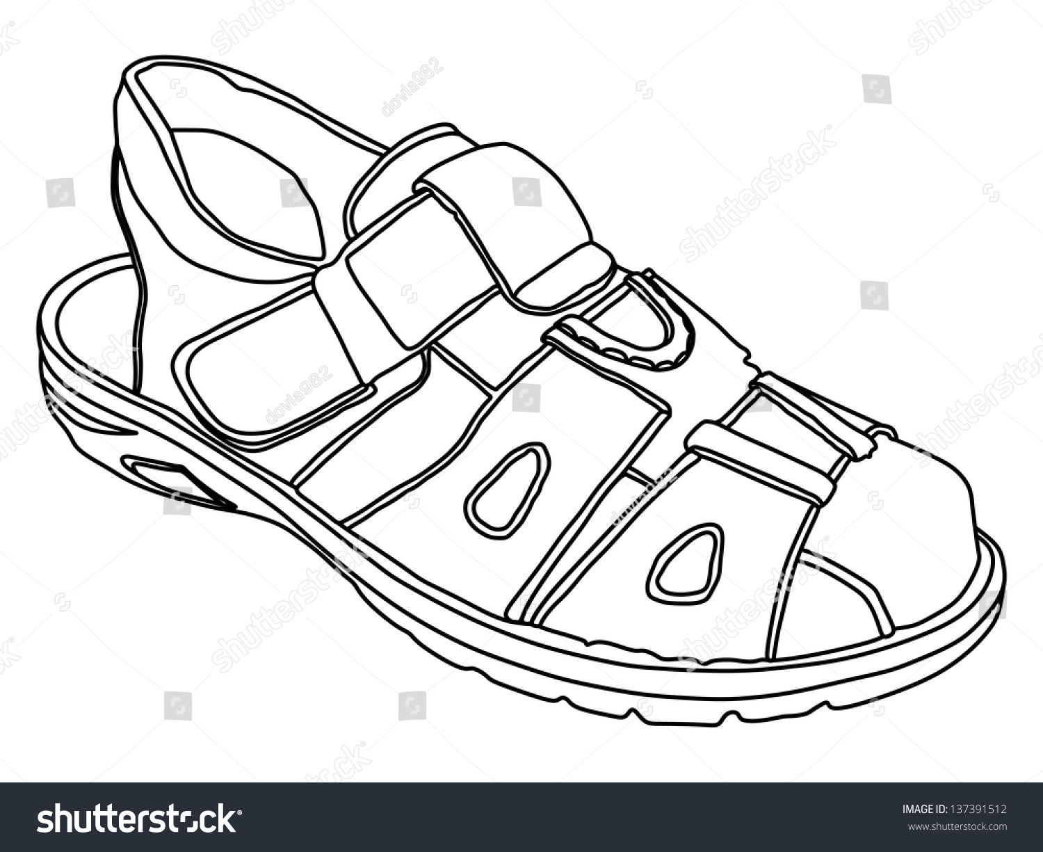 A Fashionable Shot Of A Pair Of Males Leather Sandals Isolated On White ...