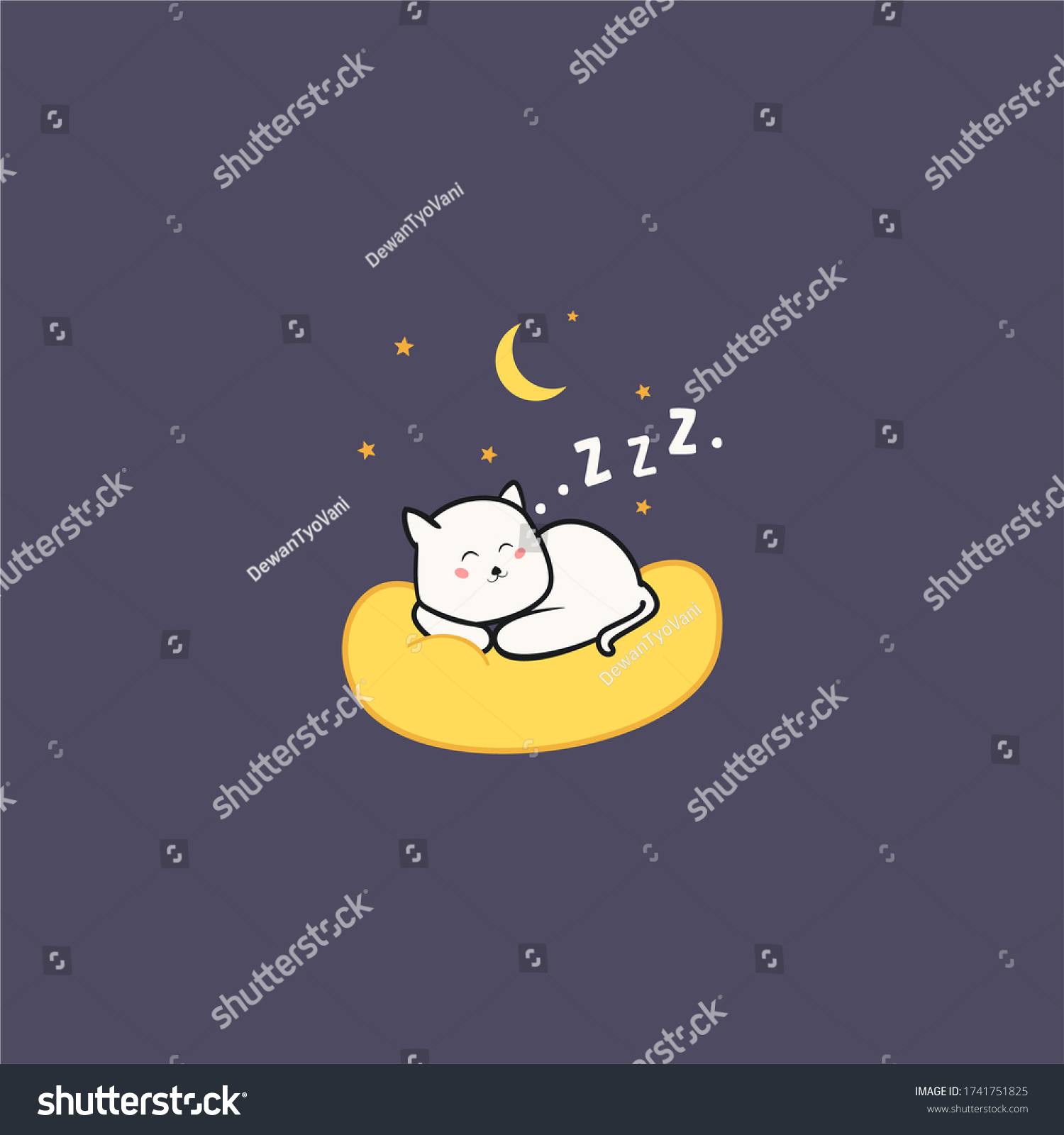 Fat White Cartoon Cat Sleeping Soundly Stock Vector (Royalty Free ...