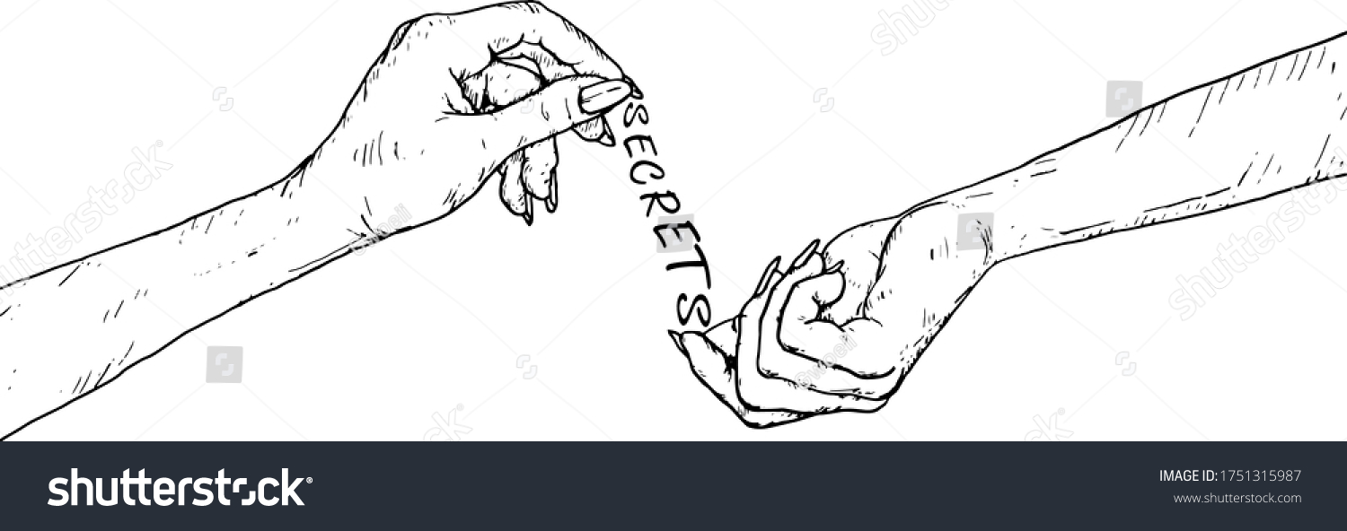 SVG of A female hand transferring secrets between each other. Hand drawn vector illustration. svg