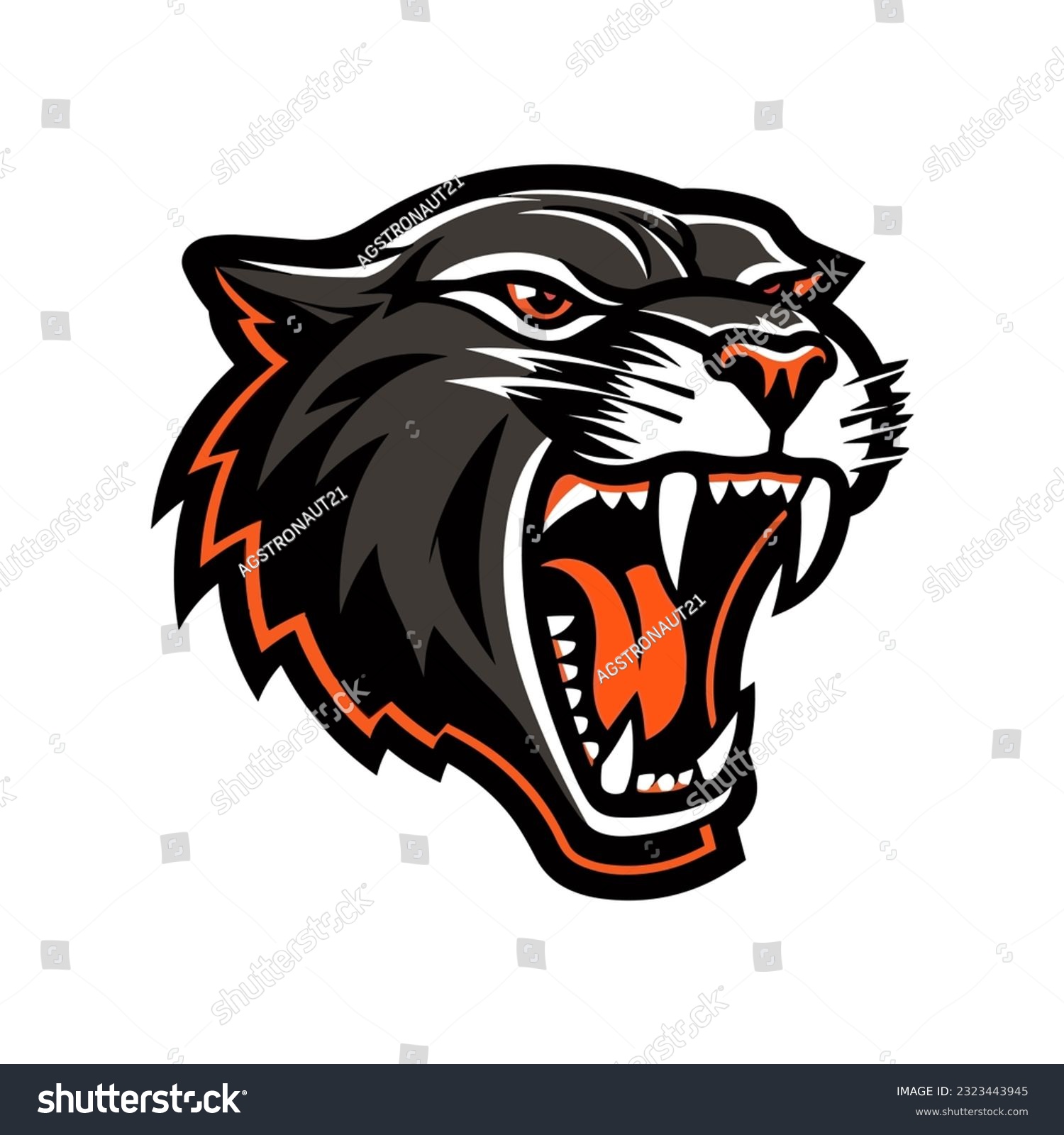 recommend clip art: A fierce and captivating howling panther head vector clip art illustration, symbolizing strength and freedom, perfect for sports team logos and empowering designs