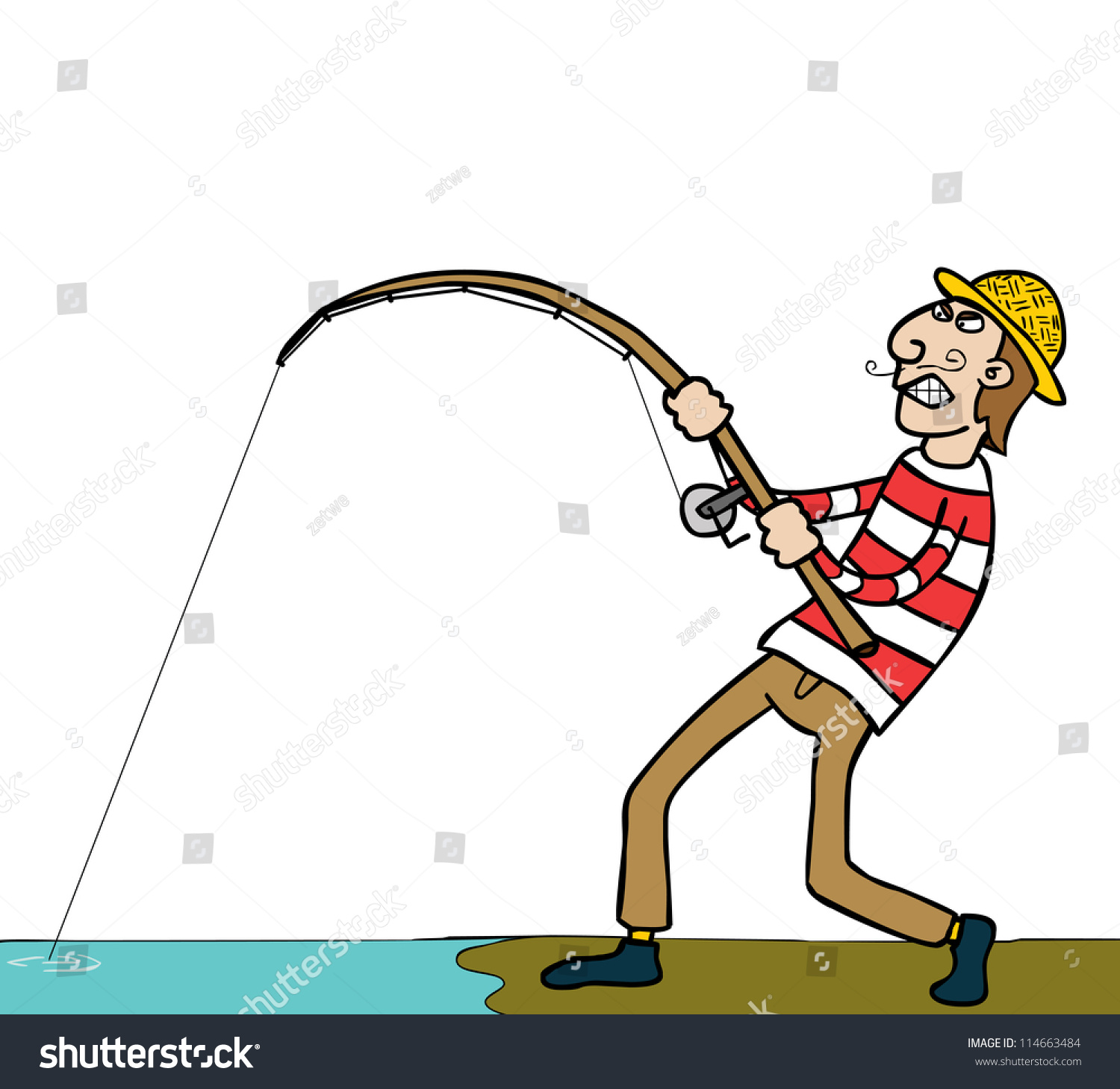 A Fishing Guy. Stock Vector Illustration 114663484 : Shutterstock