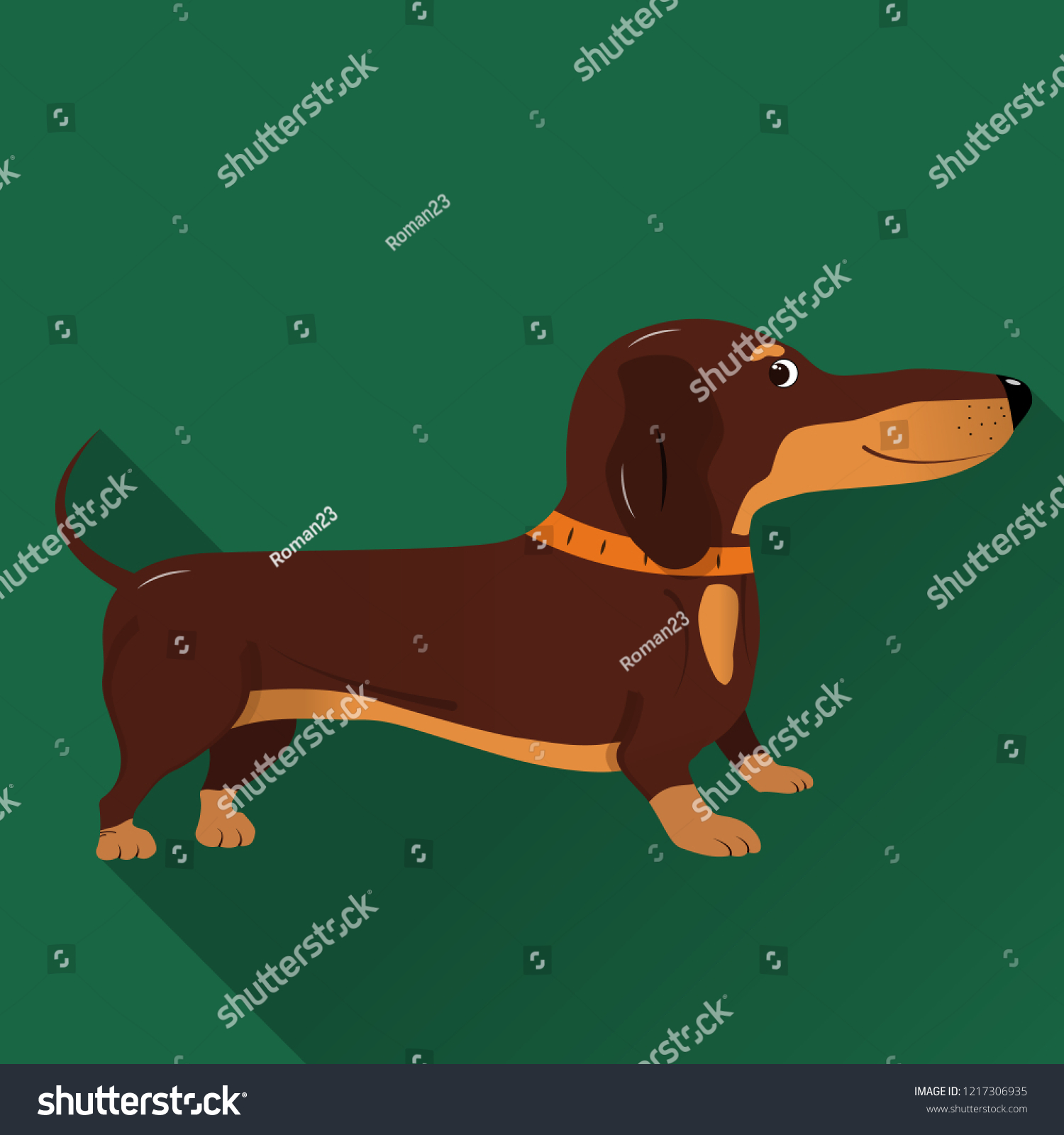 SVG of A flat cute weiner dachshund on background svg