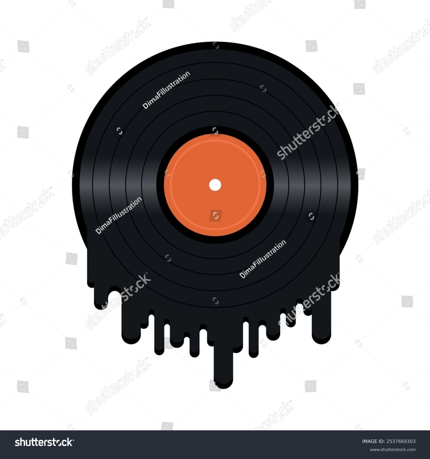 melting vinyl record black orange design clip art preview