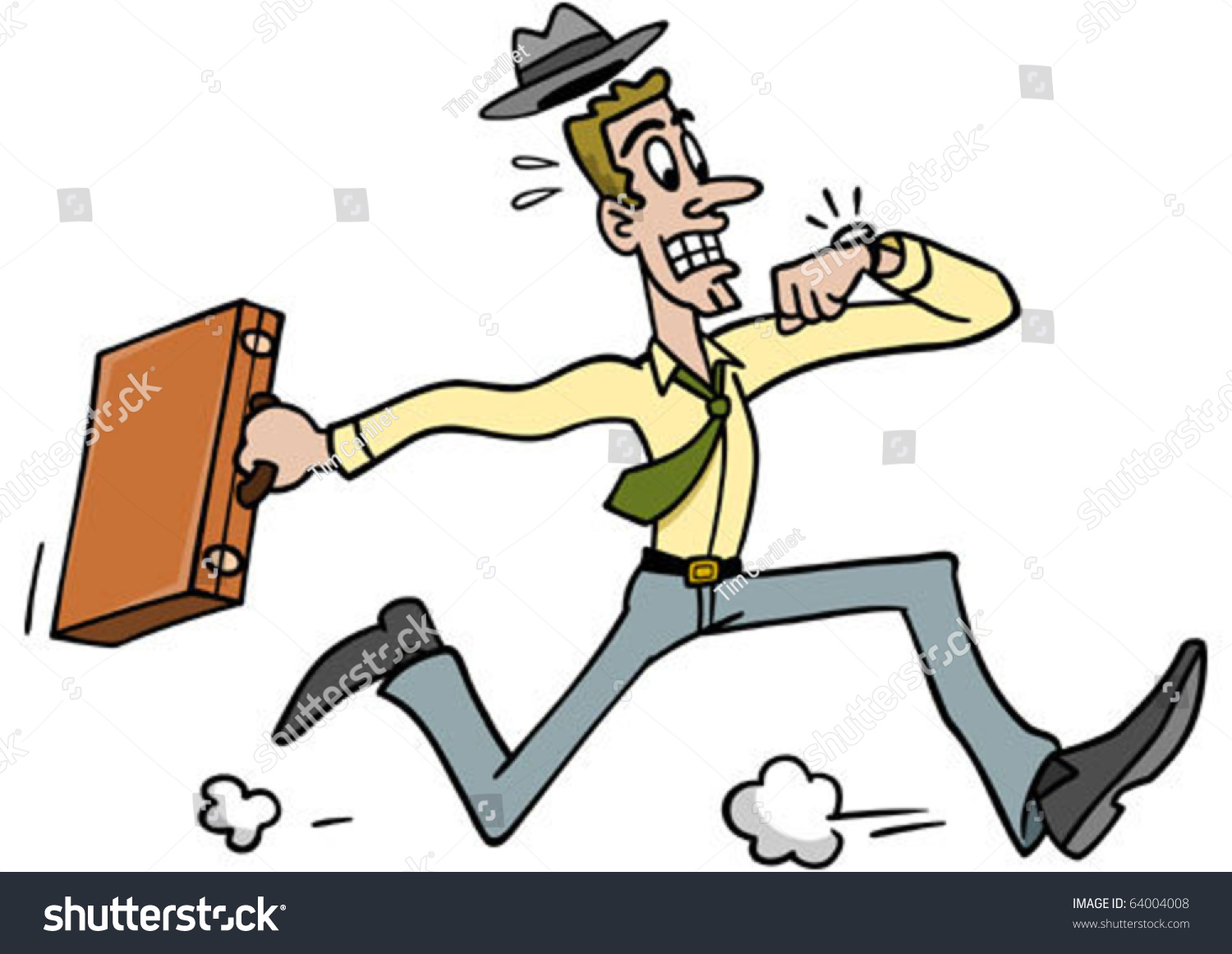 Frantic Man Running Late Work Appointment Stock Vector 64004008 ...