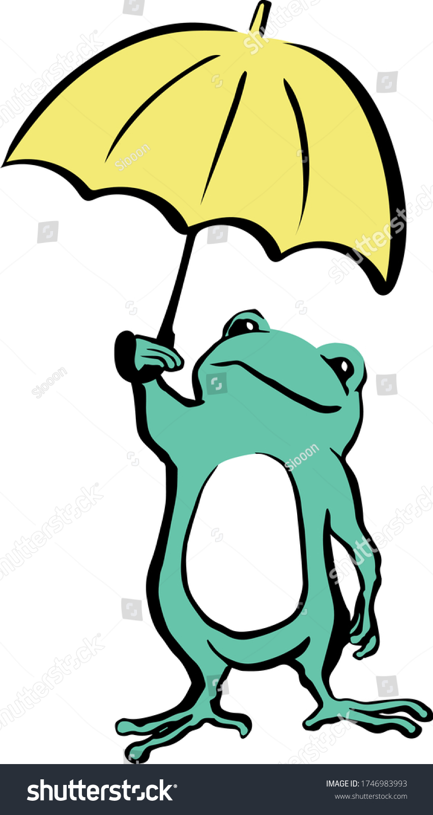 Frog Umbrella Hand Drawn Vector Stock Vector (Royalty Free) 1746983993