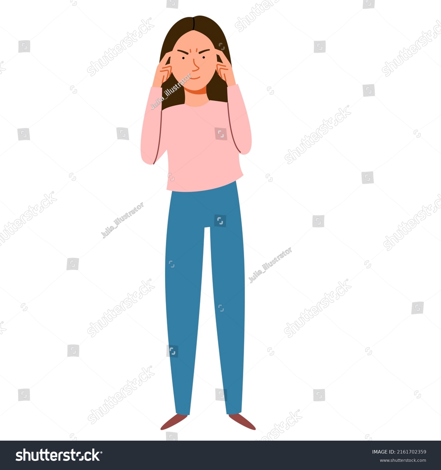 Fulllength Thinking Woman Man Forgot Something Stock Vector (Royalty ...