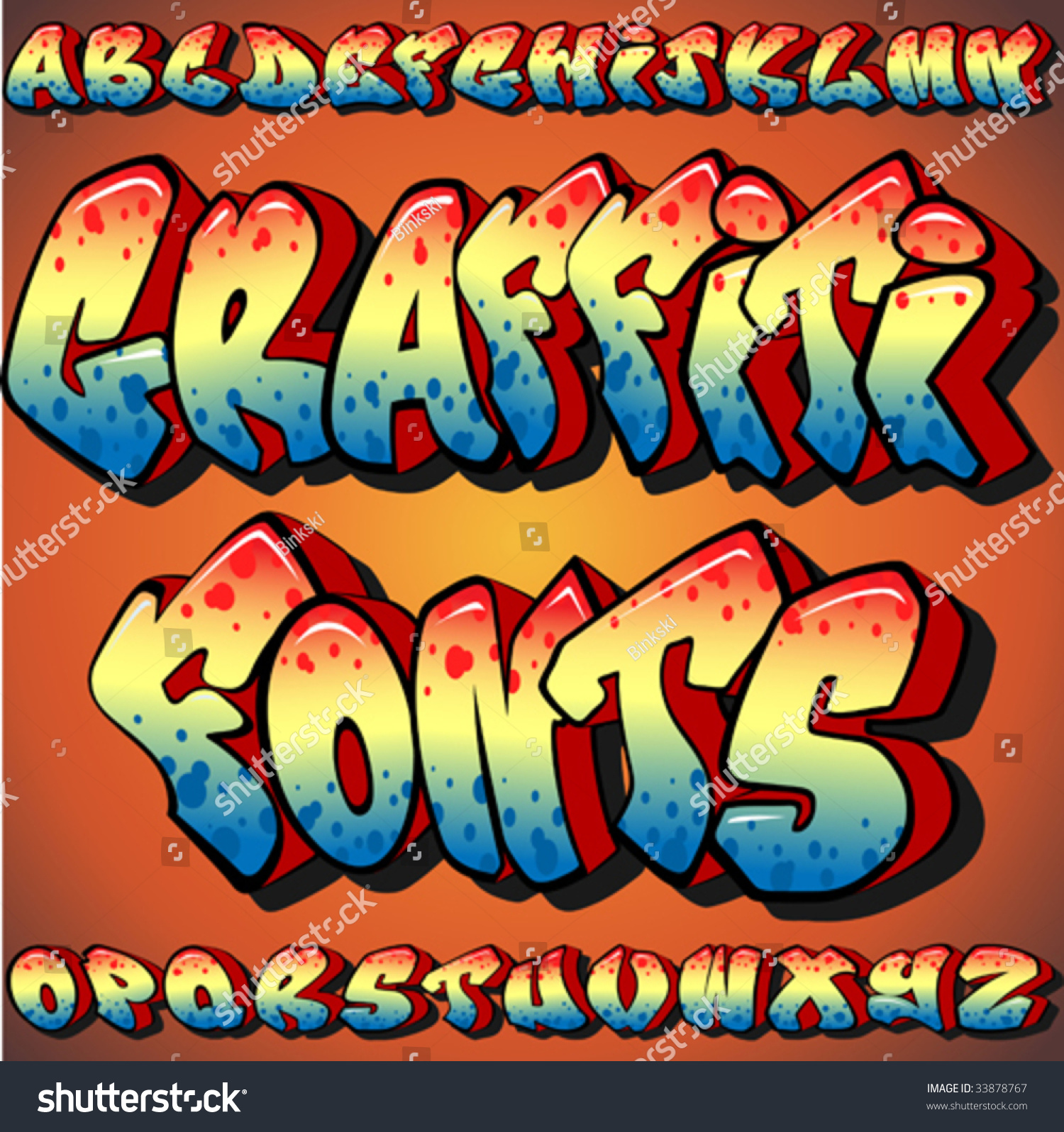 A Full Set Of Graffiti Fonts Stock Vector Illustration 33878767 ...