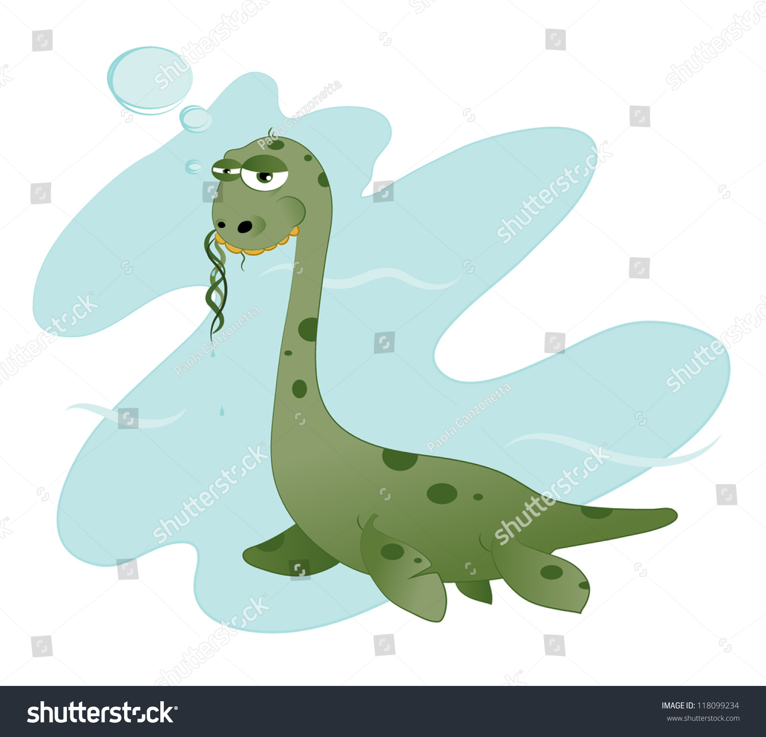 Funny Loch Ness Monster Eating Some Stock Vector 118099234 - Shutterstock