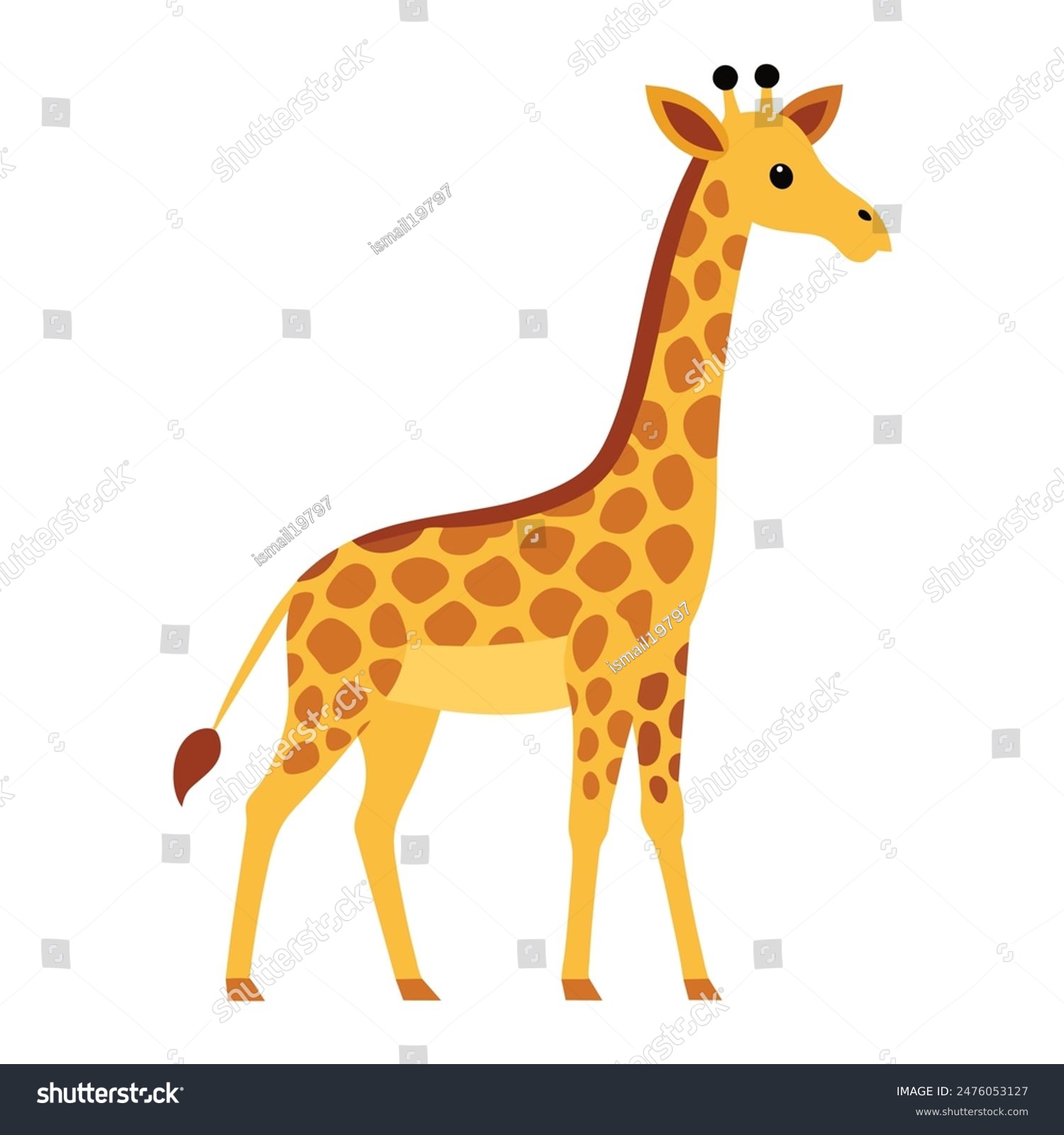 yellow giraffe with brown spots clip art preview