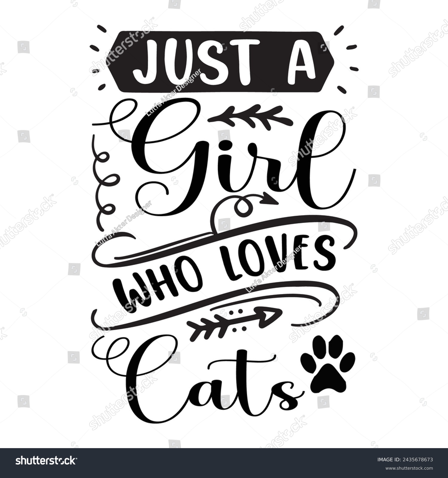 SVG of A Girl Funny Cat Mom Quotes Funny Cat Mom Quotes Who Loves Cats , Cat Lover , Cats , Animal Silhouette, Hand- svg