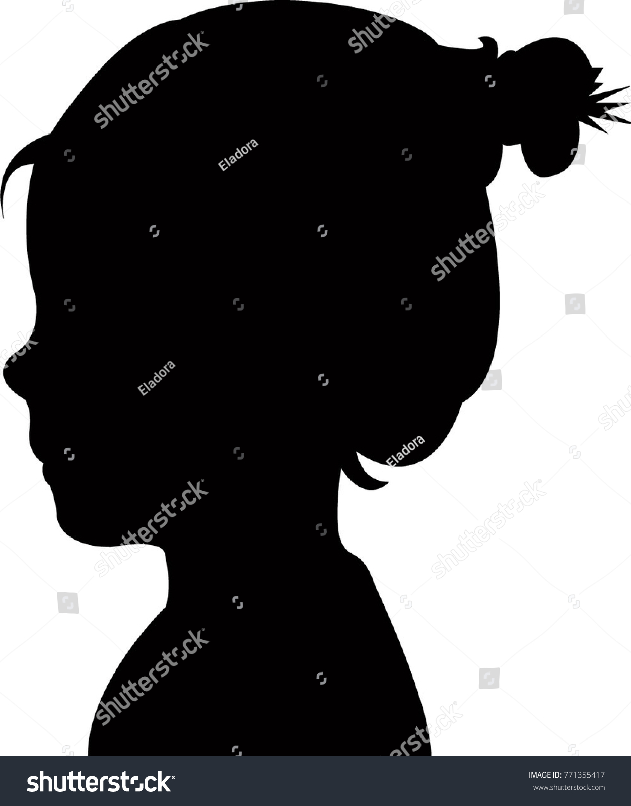 Girl Head Black Color Silhouette Vector Stock Vector (Royalty Free ...