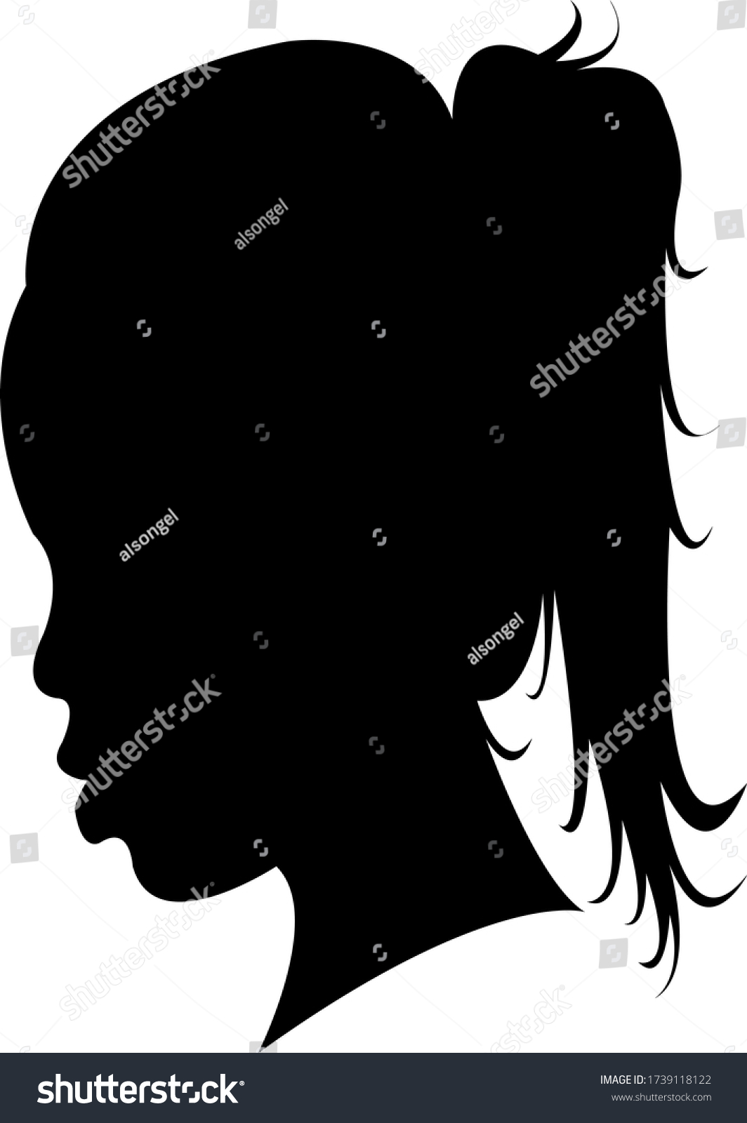 Girl Head Silhouette Vector Stock Vector (Royalty Free) 1739118122 ...