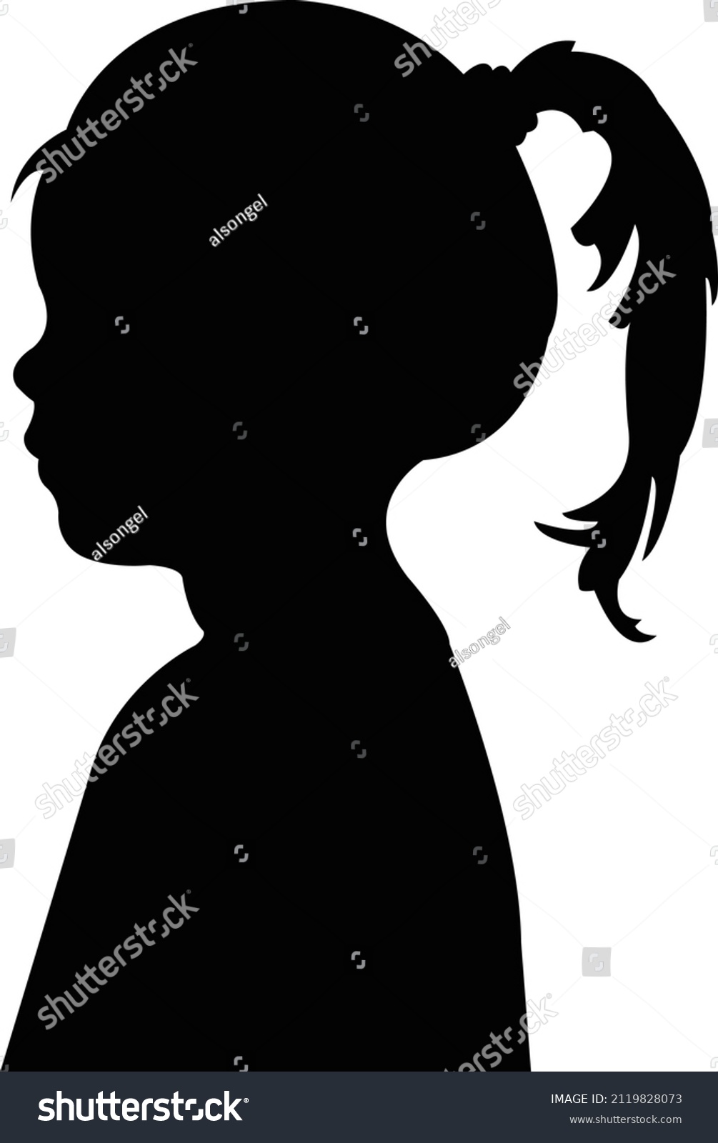 Girl Head Silhouette Vector Stock Vector (Royalty Free) 2119828073 ...