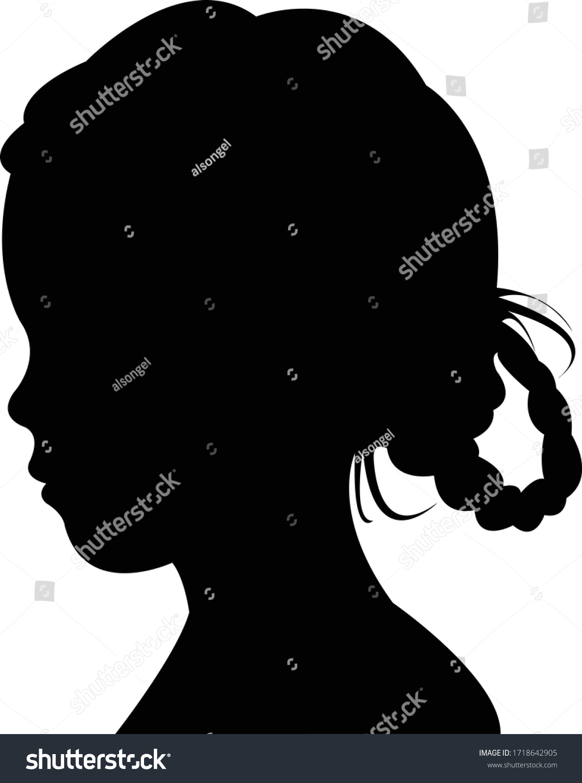 Girl Head Silhoutte Vector Stock Vector (Royalty Free) 1718642905