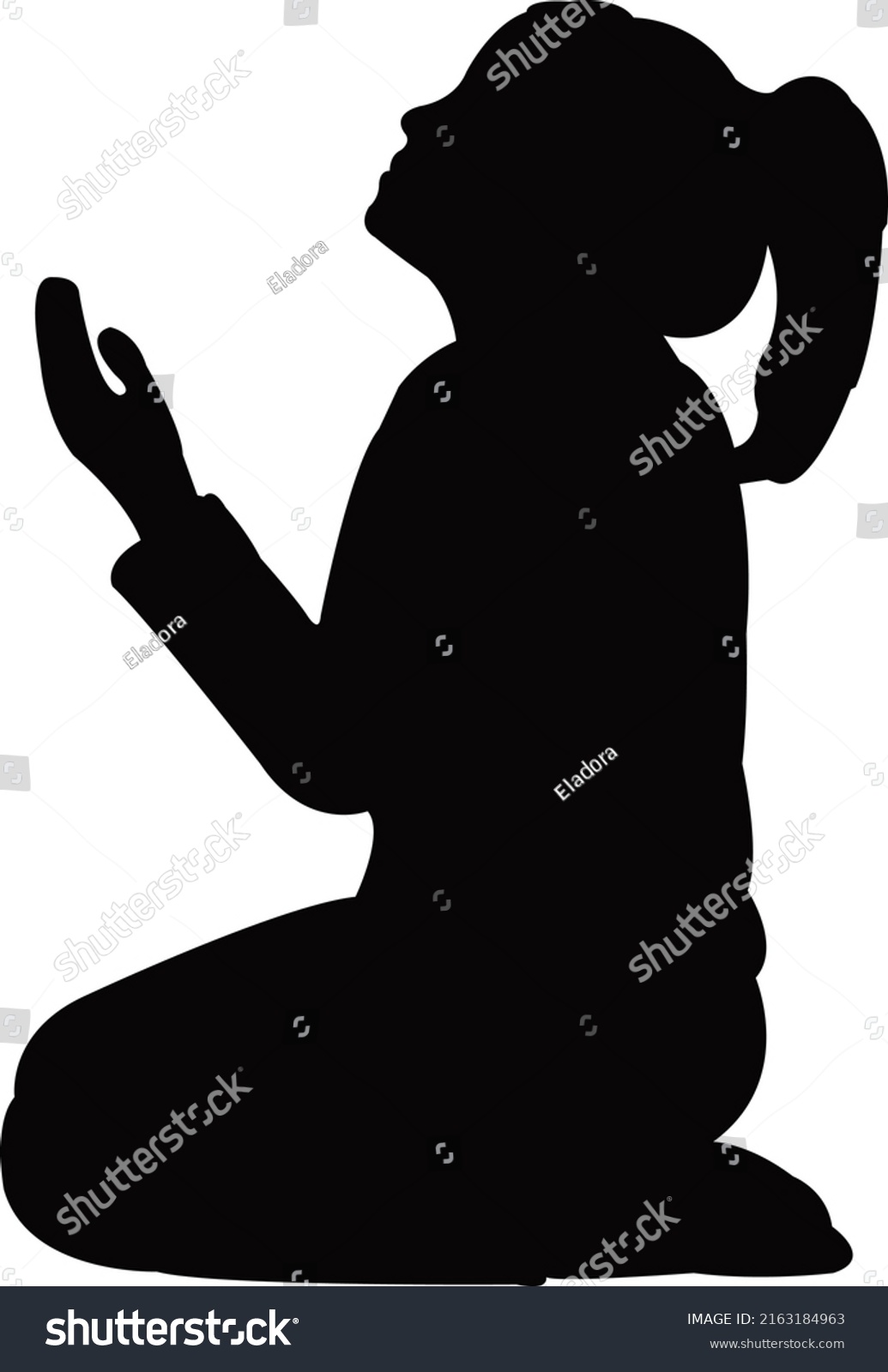 Girl Praying Body Silhouette Vector Stock Vector (Royalty Free ...