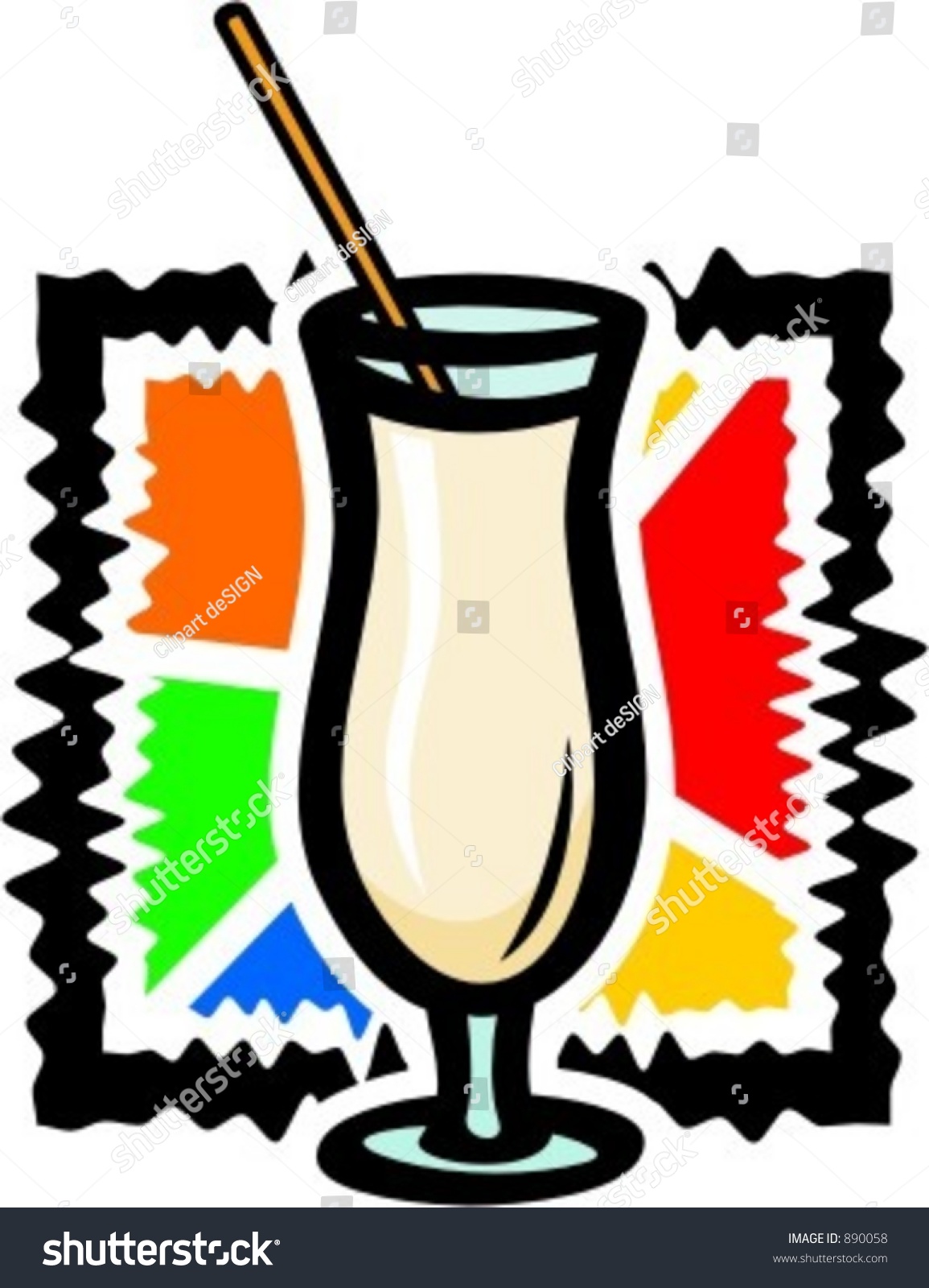 A Glass With Milk And A Straw. Vector Illustration. - 890058 : Shutterstock