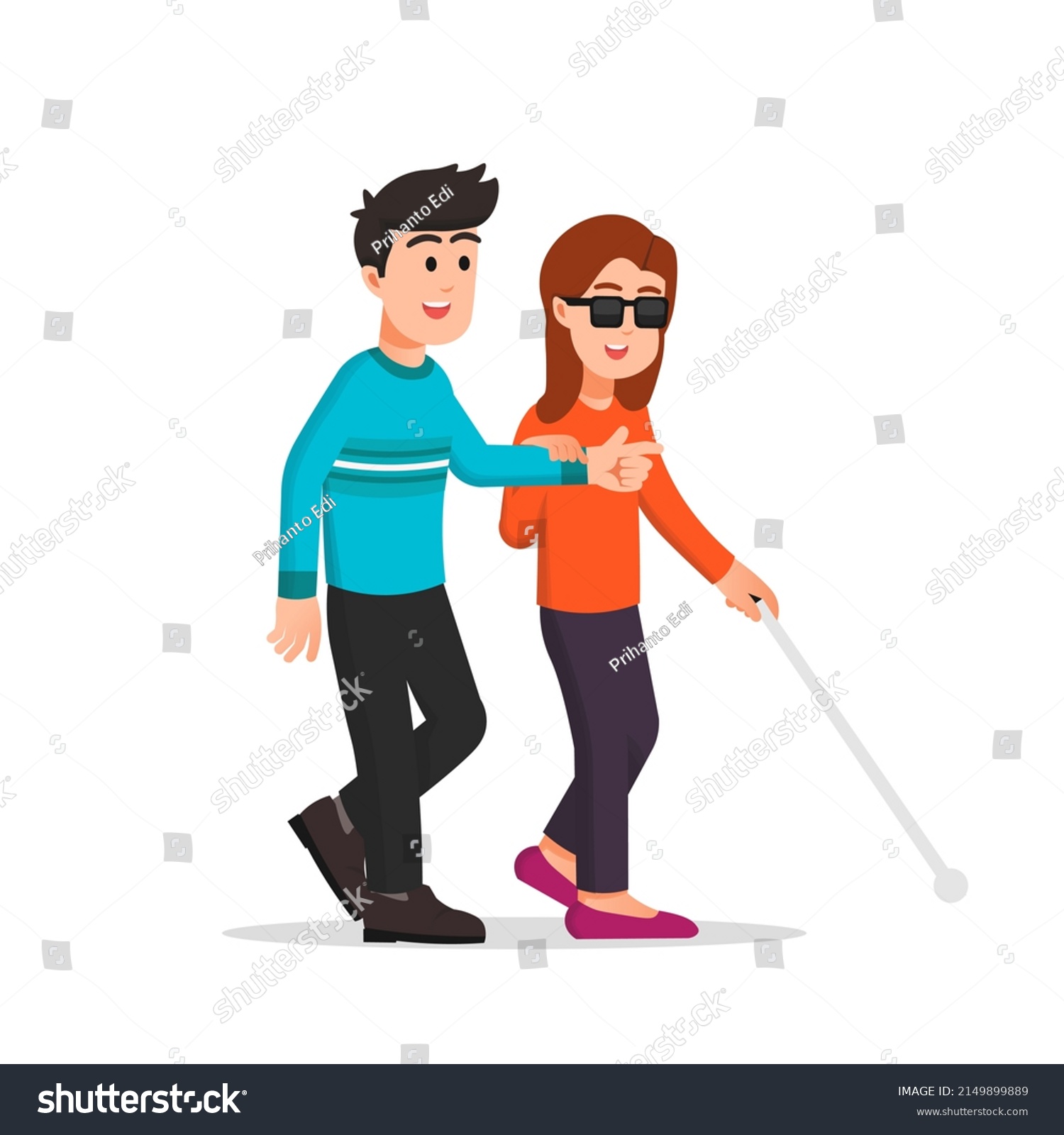 SVG of a good man is leading a blind woman svg