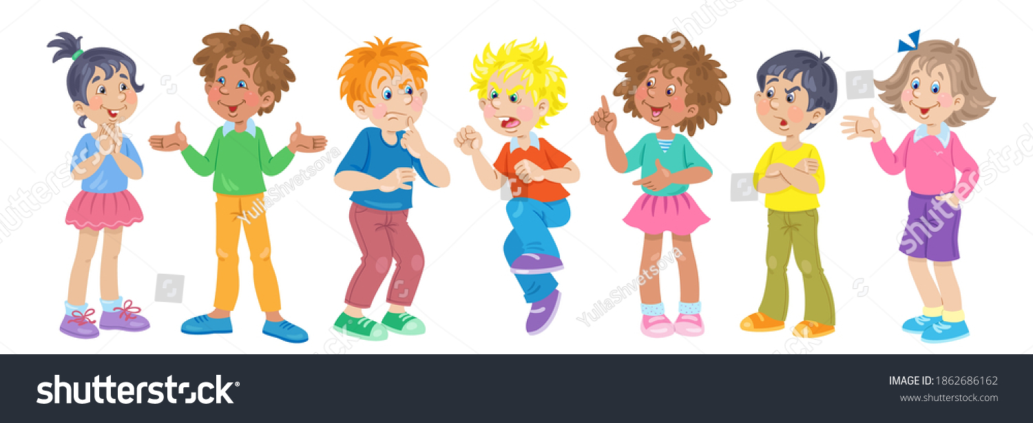 Group Children Different Nationalities Standing Together Stock Vector ...