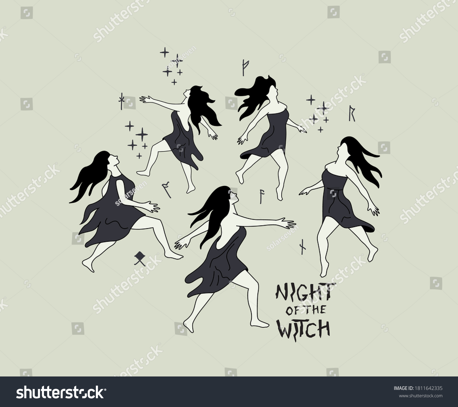 A Group Of Dancing Witches Dance In A Circle At Night Witchcraft Charm