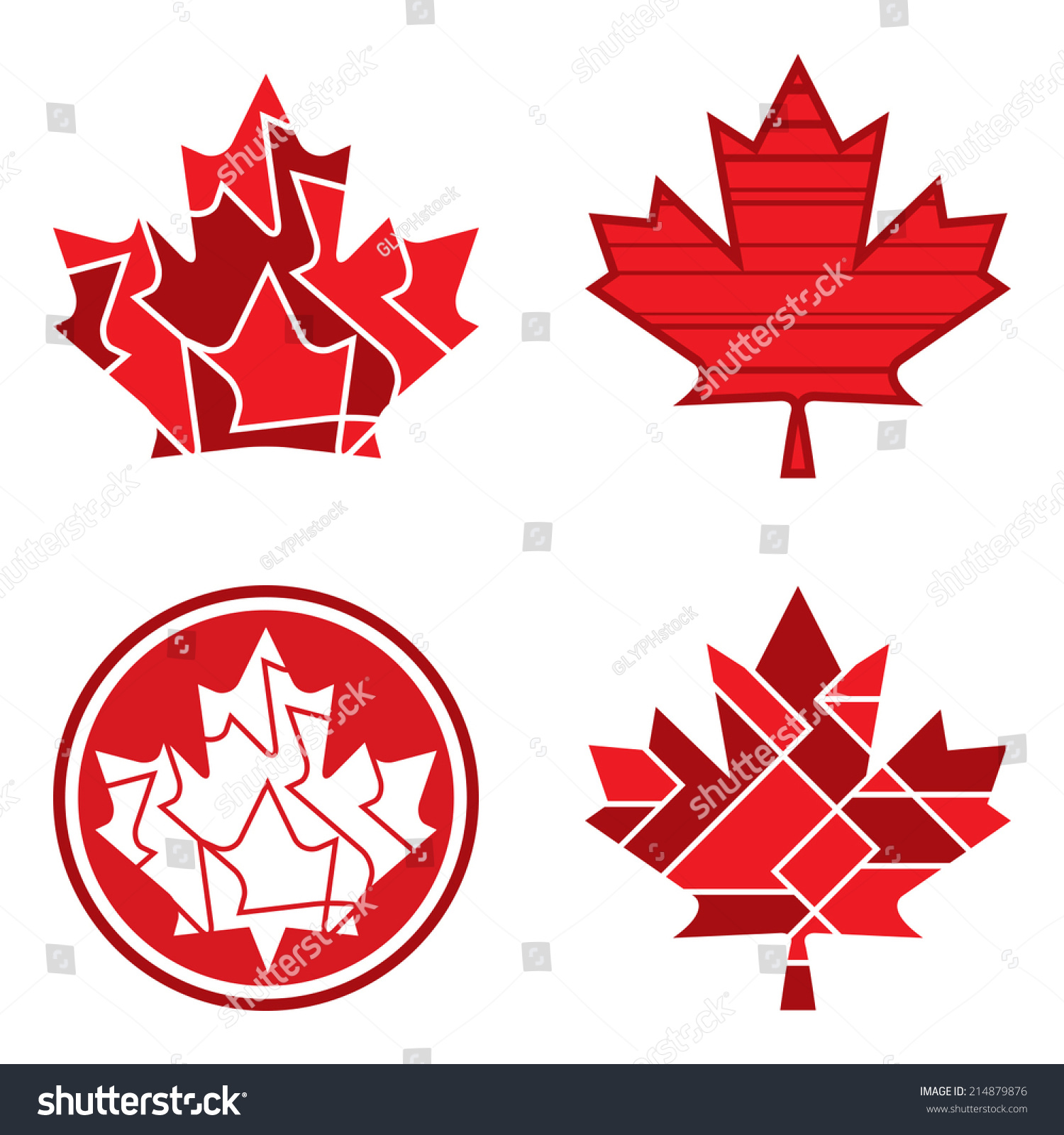 A Group Of Geometric Canadian Maple Leaf Designs In Vector Format ...