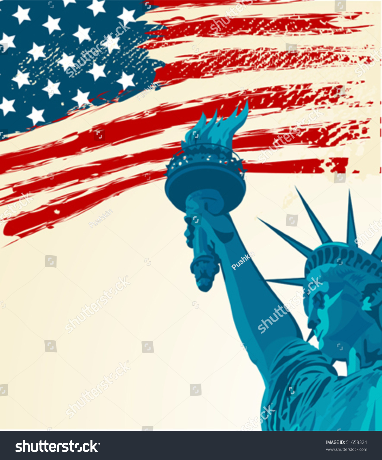 A Grunge American Flag With The Statue Of Liberty Stock Vector ...