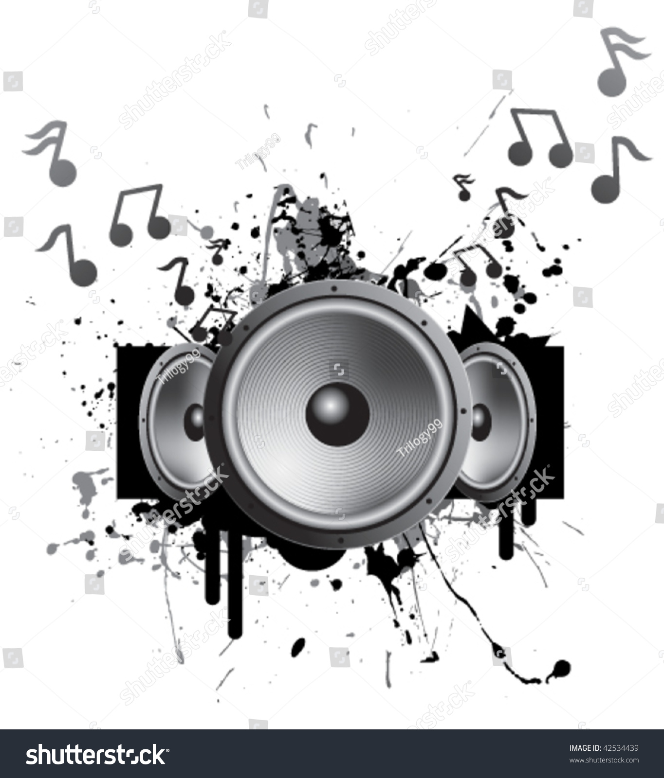 A Grunge Speaker Playing Music Stock Vector Illustration 42534439 ...