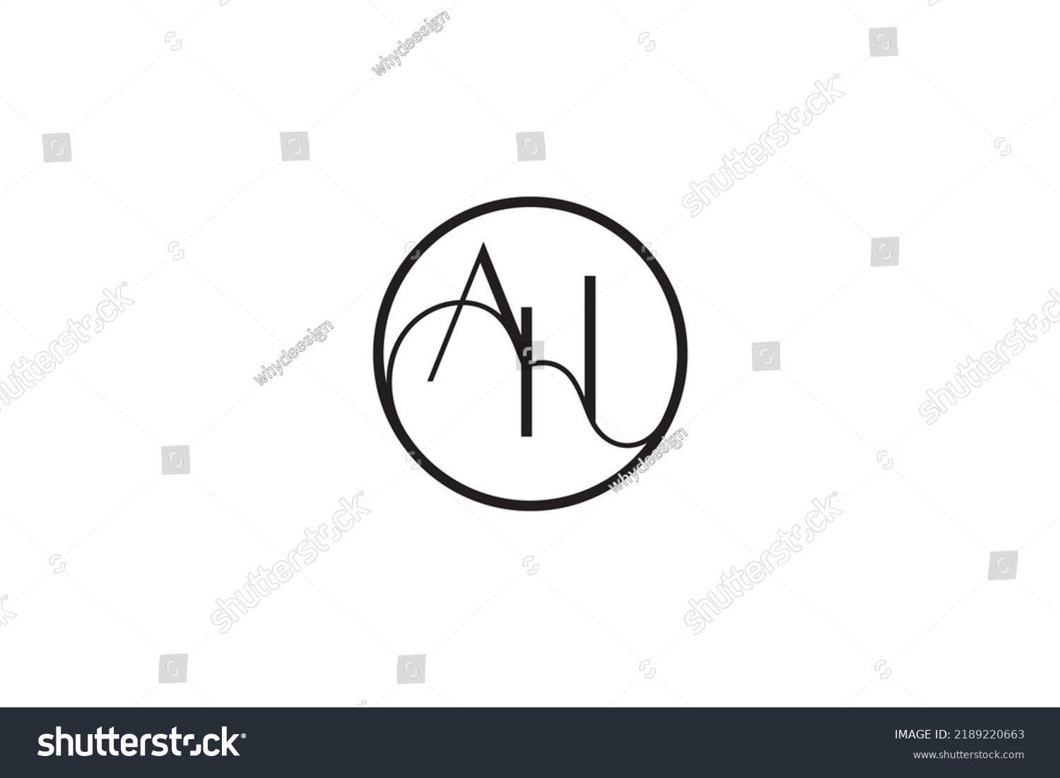 SVG of A, H, AH black handwritten monogram logo vector in circle frame svg