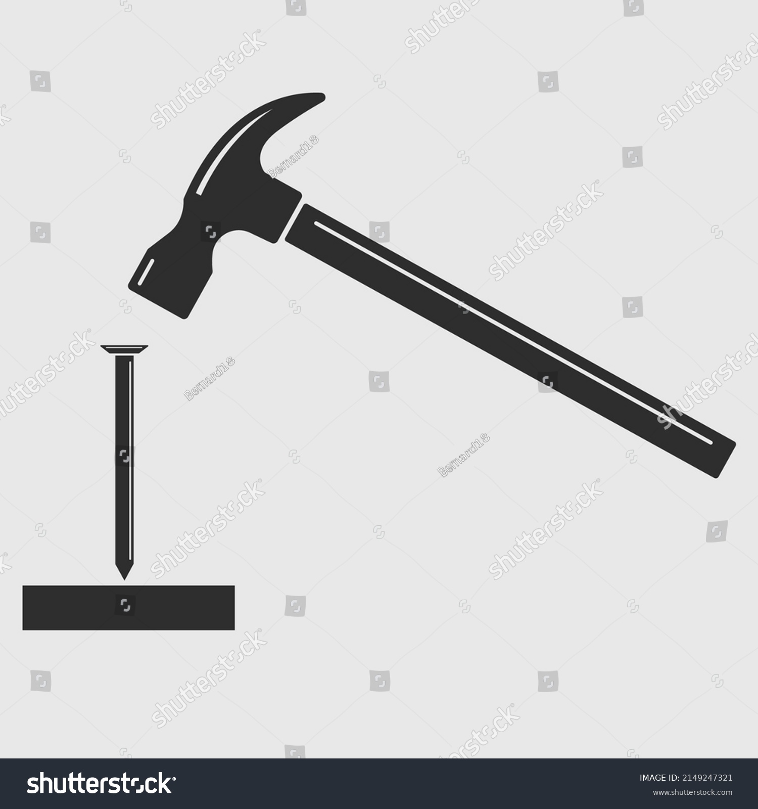 SVG of A hammer and nail for an icon, sign or logo svg