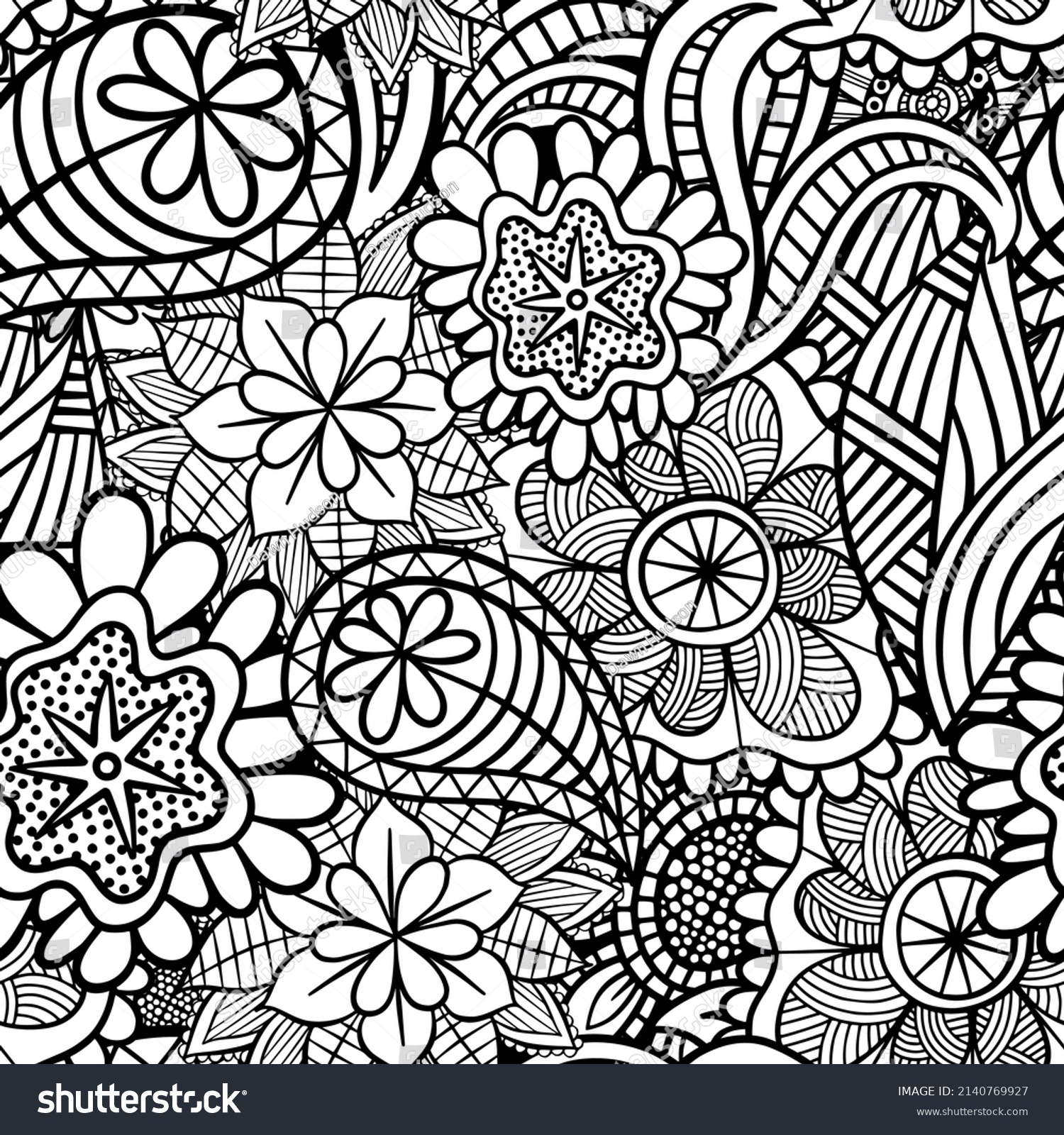 Hand Drawn Line Drawing Pattern Folk Stock Vector (Royalty Free ...