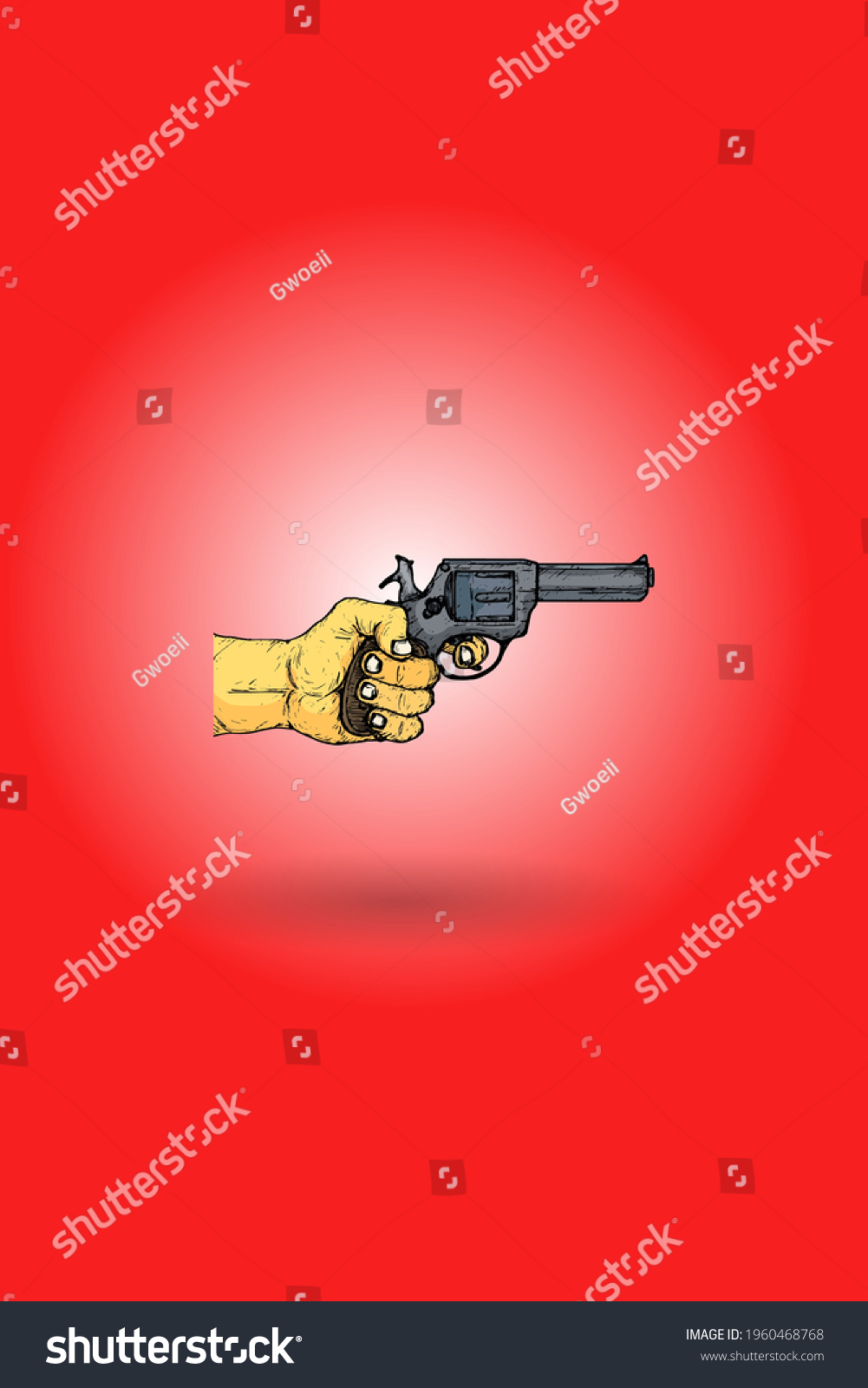 Hand Pointing Revolver Pistol Hand Drawn Stock Vector (Royalty Free ...