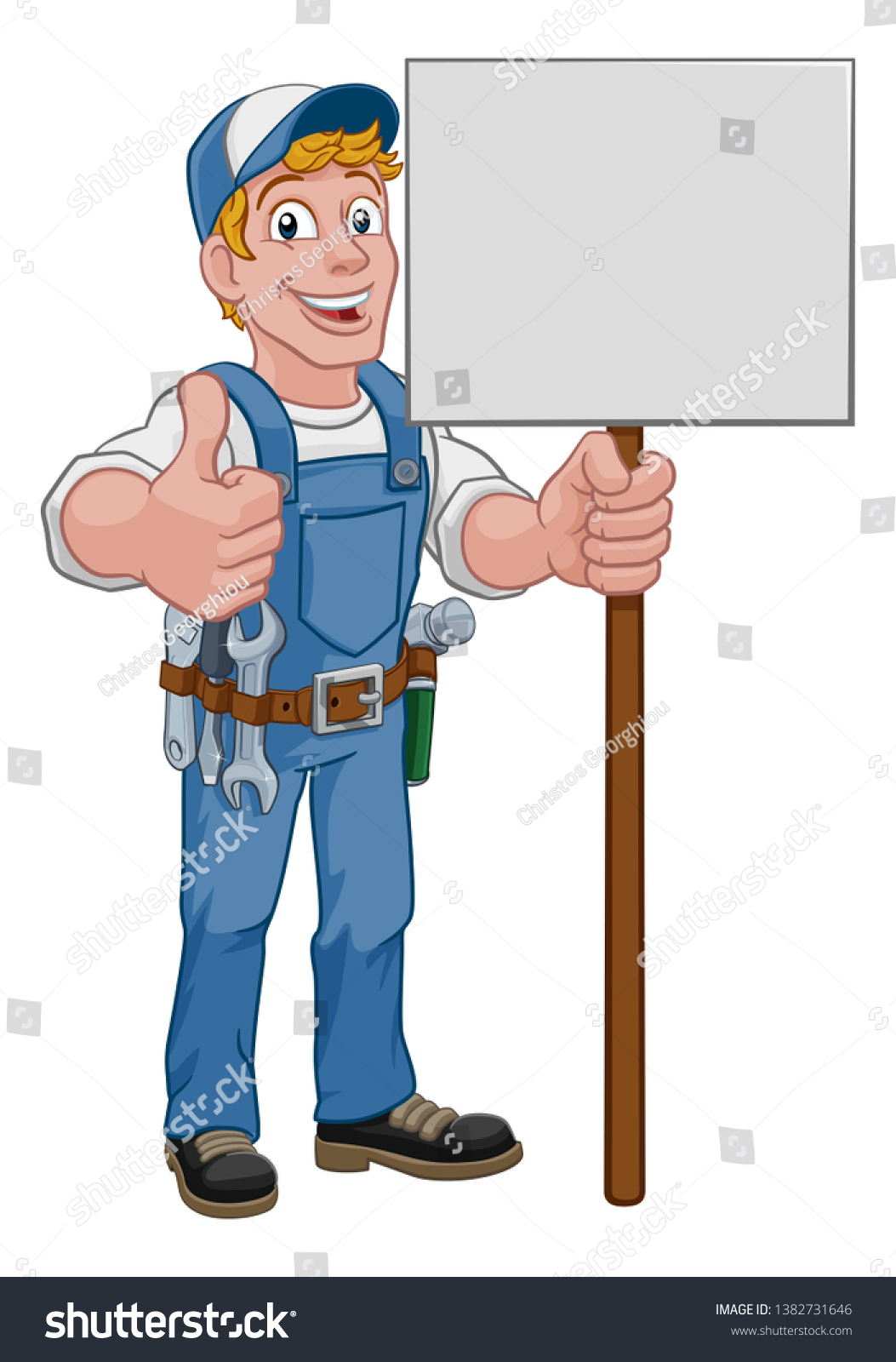 Handyman Cartoon Character Caretaker Construction Man Stock Vector ...