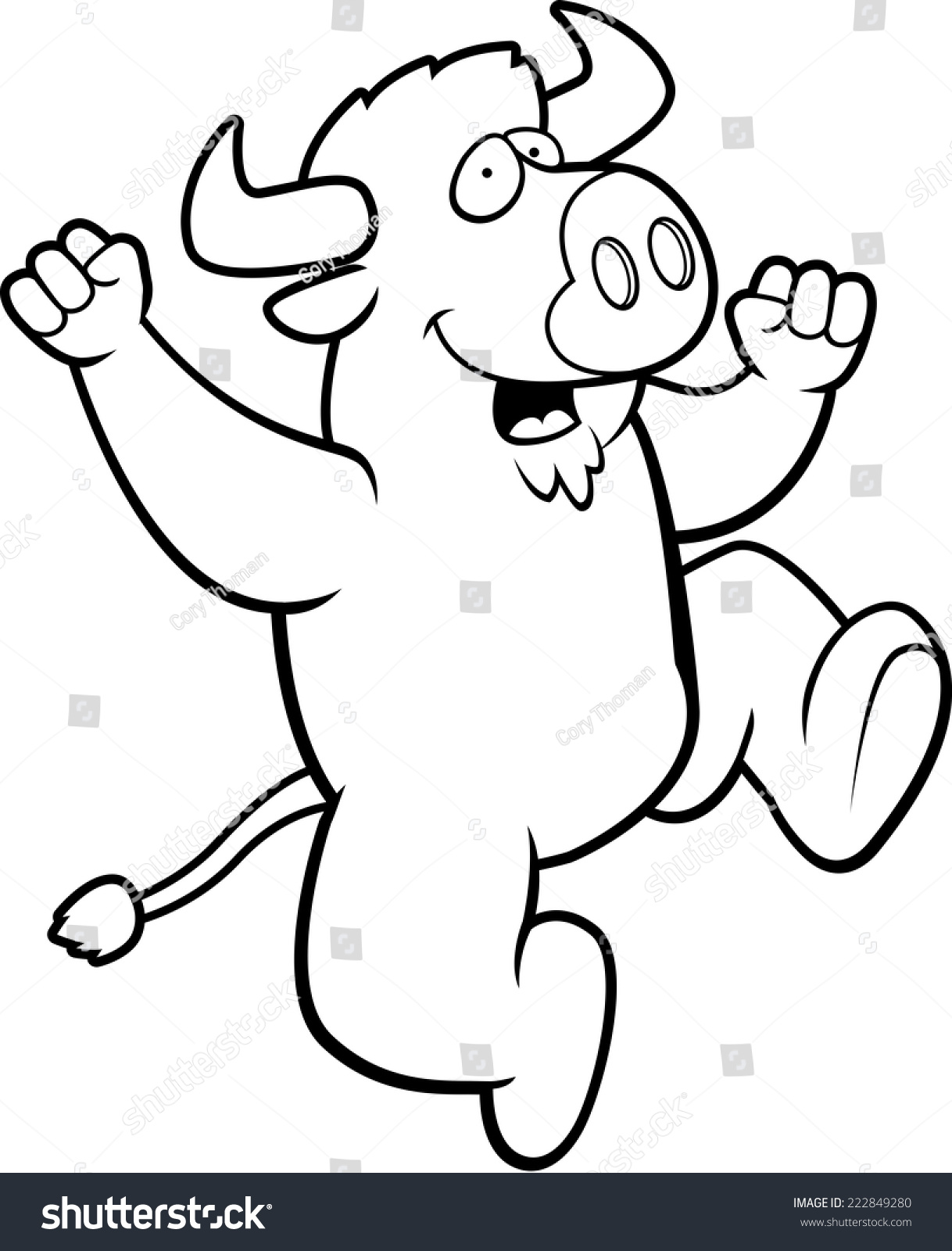 Happy Cartoon Buffalo Jumping Smiling Vector De Stock Libre De Regalías 222849280
