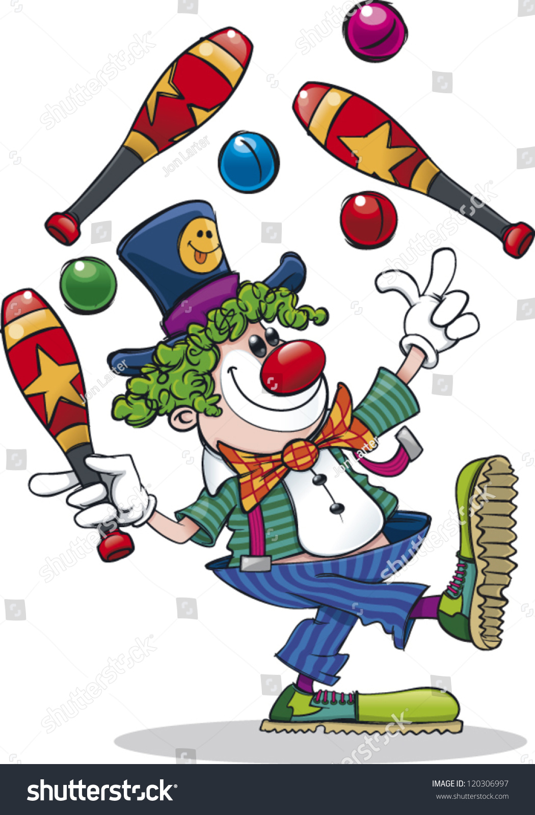 Happy Cartoon Clown Juggling Stock Vector 120306997 - Shutterstock